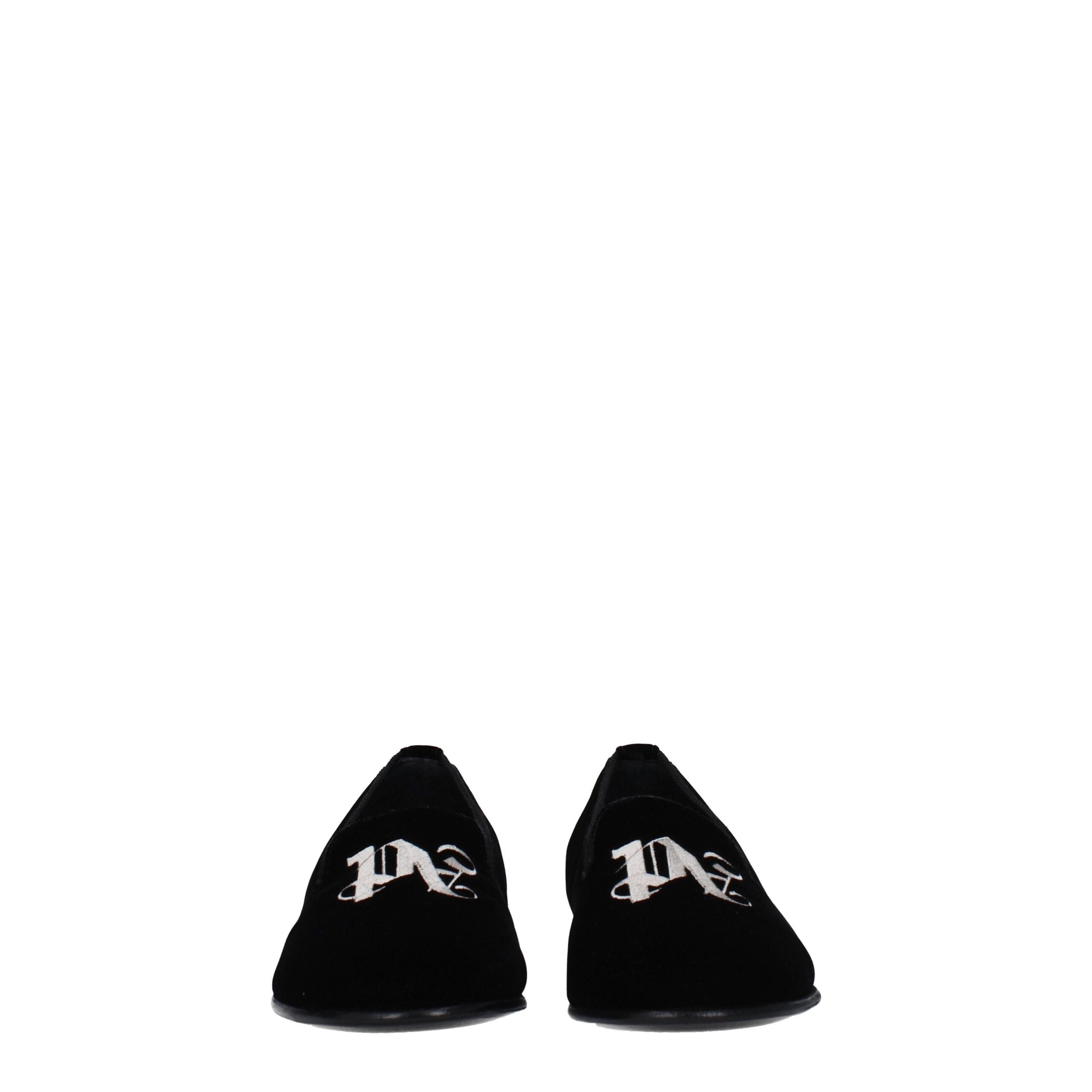 Palm Angels Black Velvet Slip-On Loafers