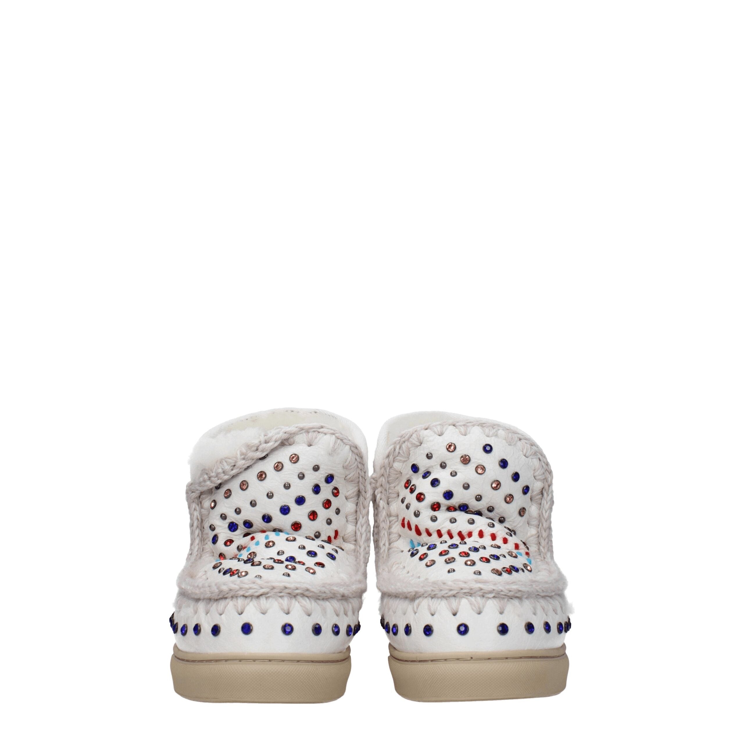 Mou White Leather Ankle Boots