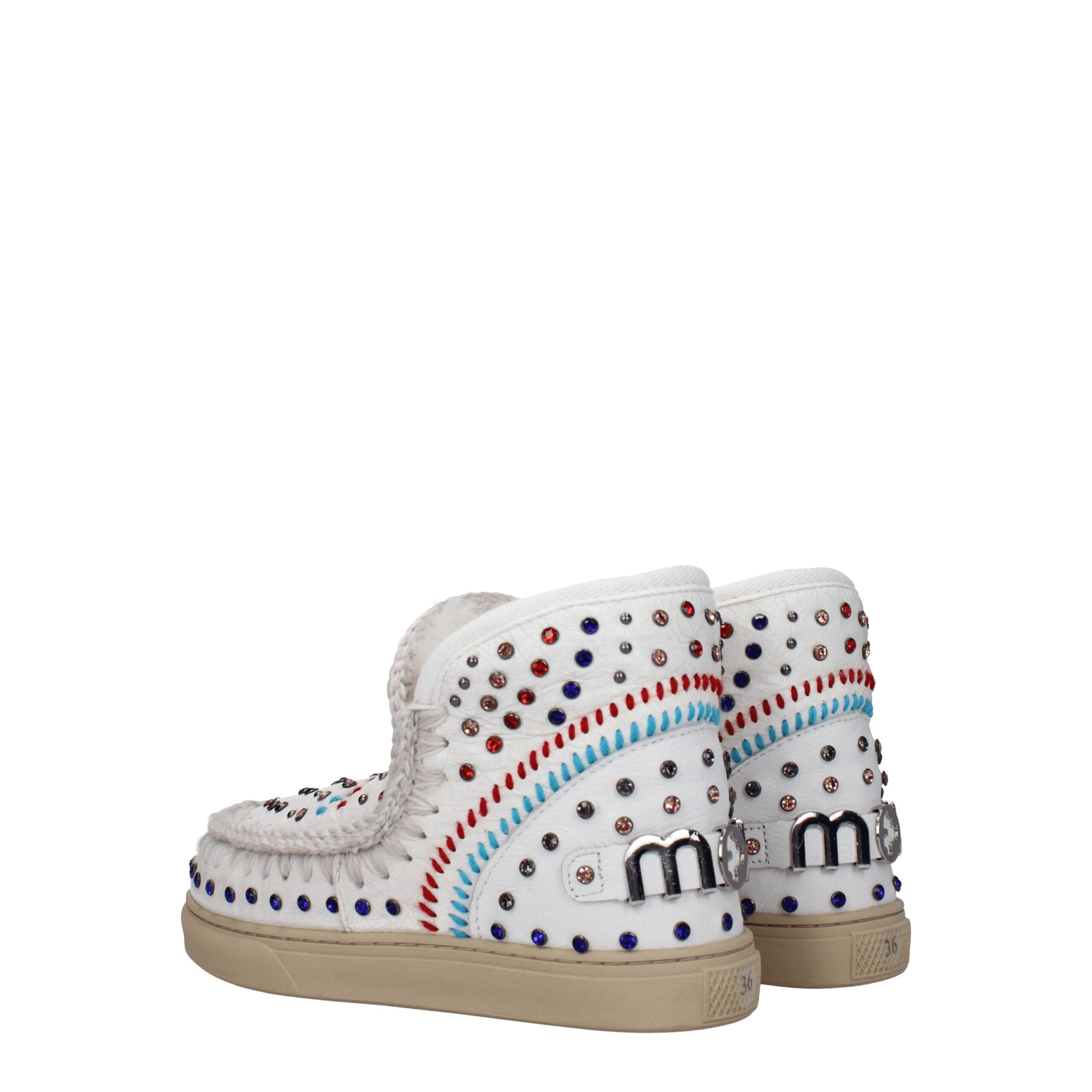 Mou White Leather Ankle Boots