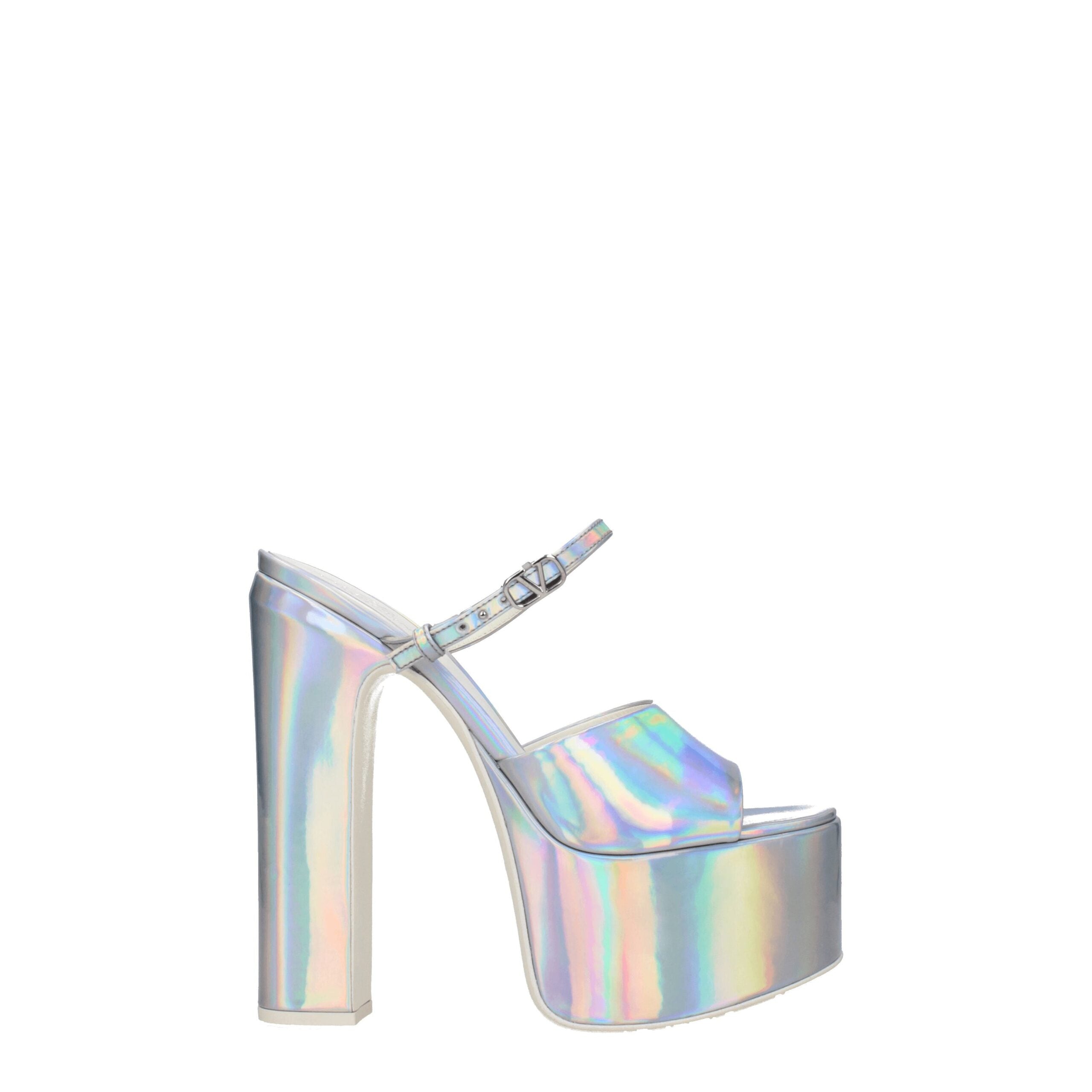 Valentino Garavani Gray Leather Platform Sandals