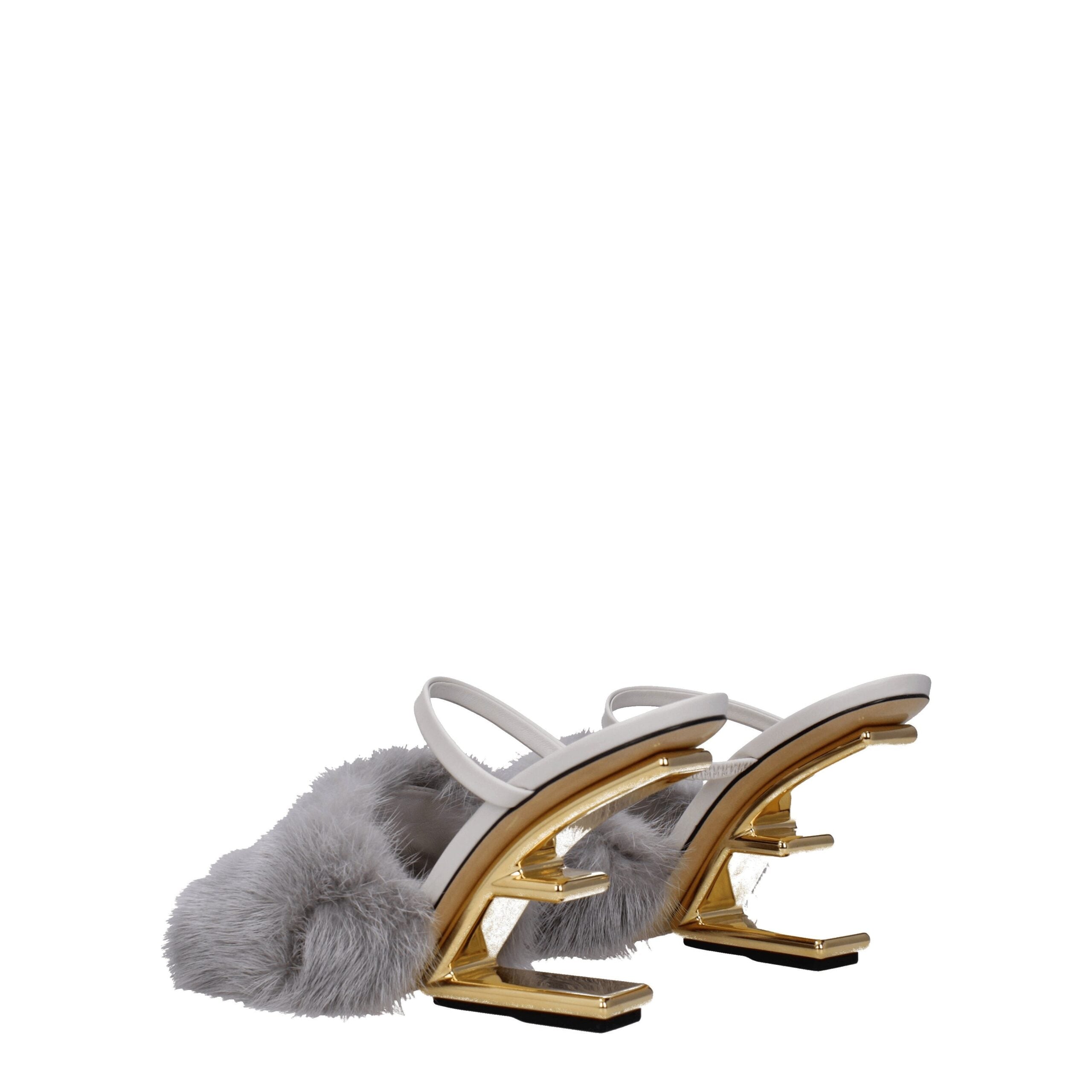 Fendi Gray Mink Slippers Sandals