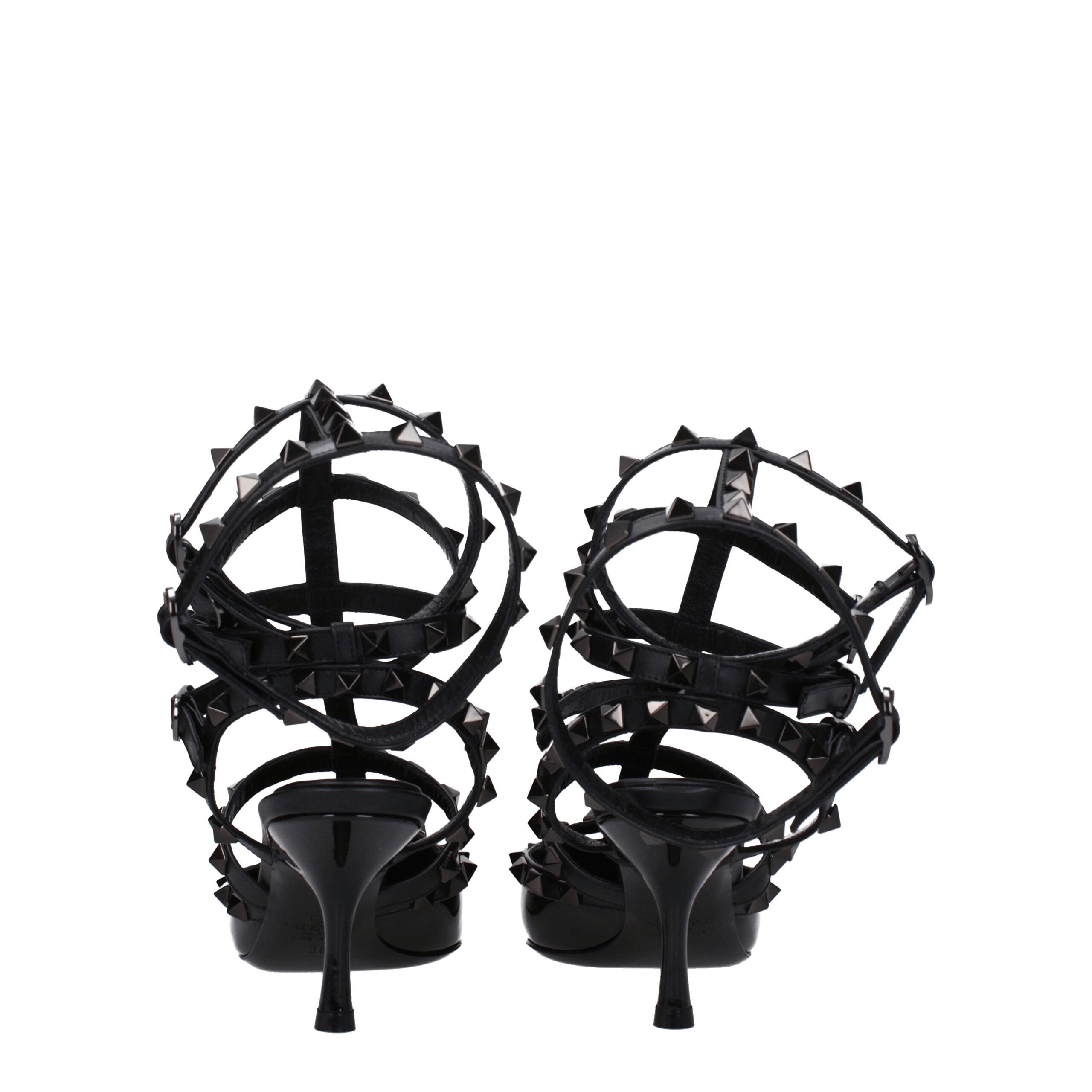 Valentino Garavani Black Leather Stiletto Heels Sandals