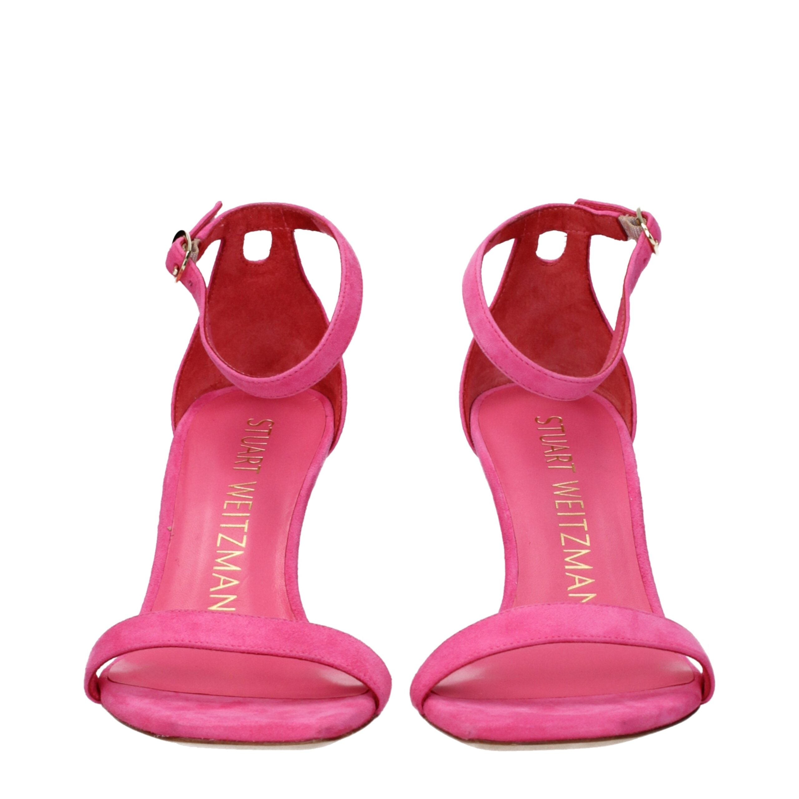 Stuart Weitzman Pink Leather Stiletto Heels Sandals