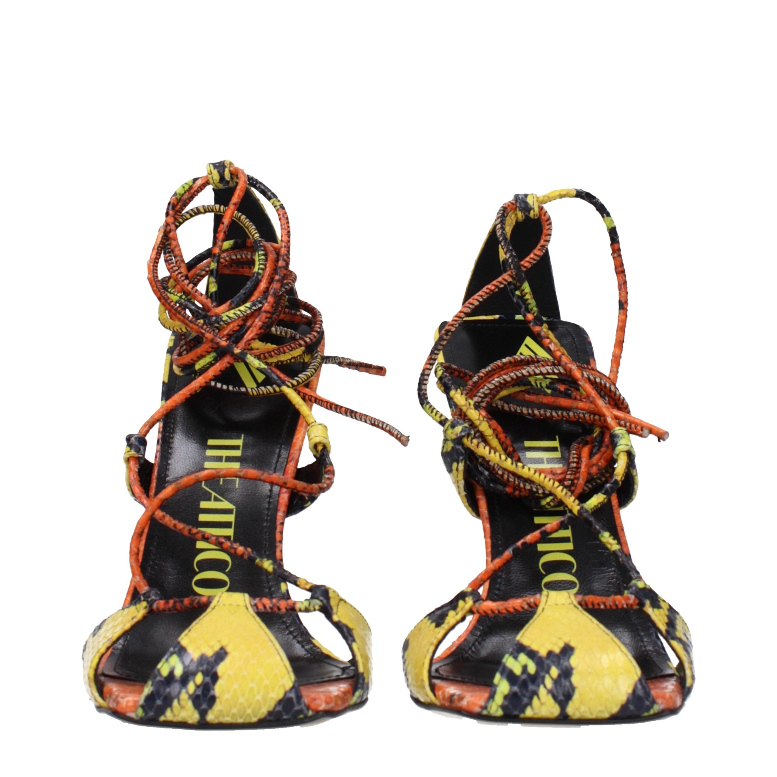 The Attico Orange Leather Stiletto Heels Sandals