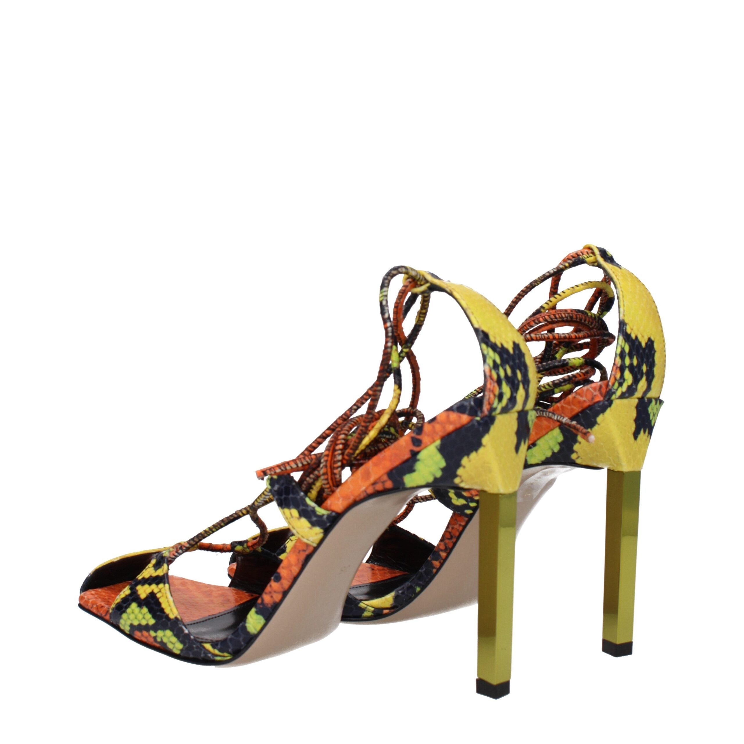 The Attico Orange Leather Stiletto Heels Sandals