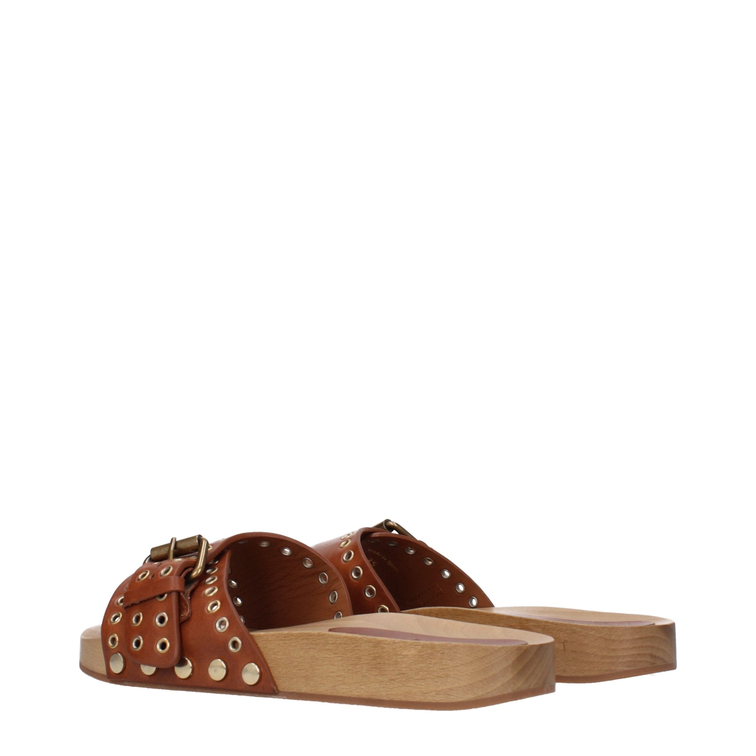 Isabel Marant Brown Leather Slippers