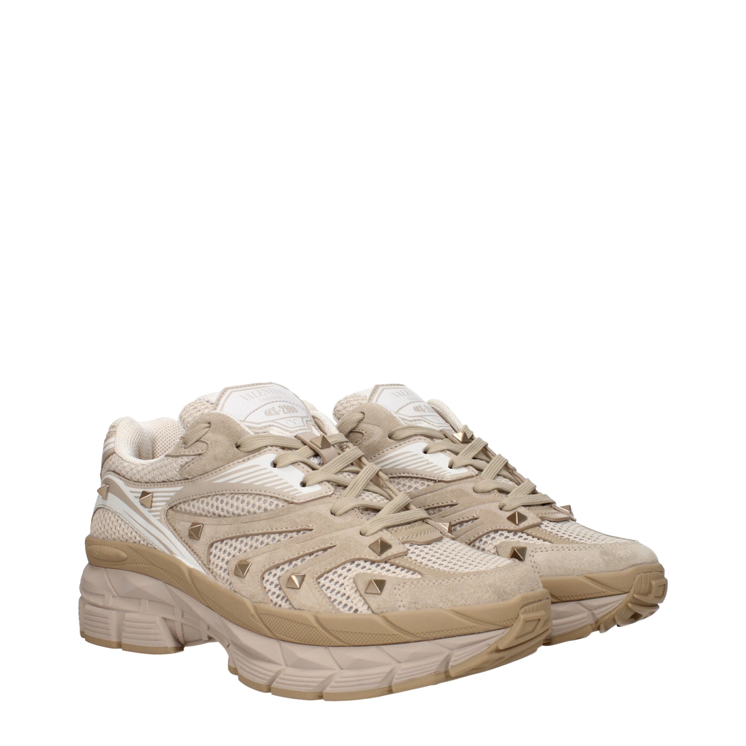 Valentino Garavani Beige Fabric Low Top Sneakers