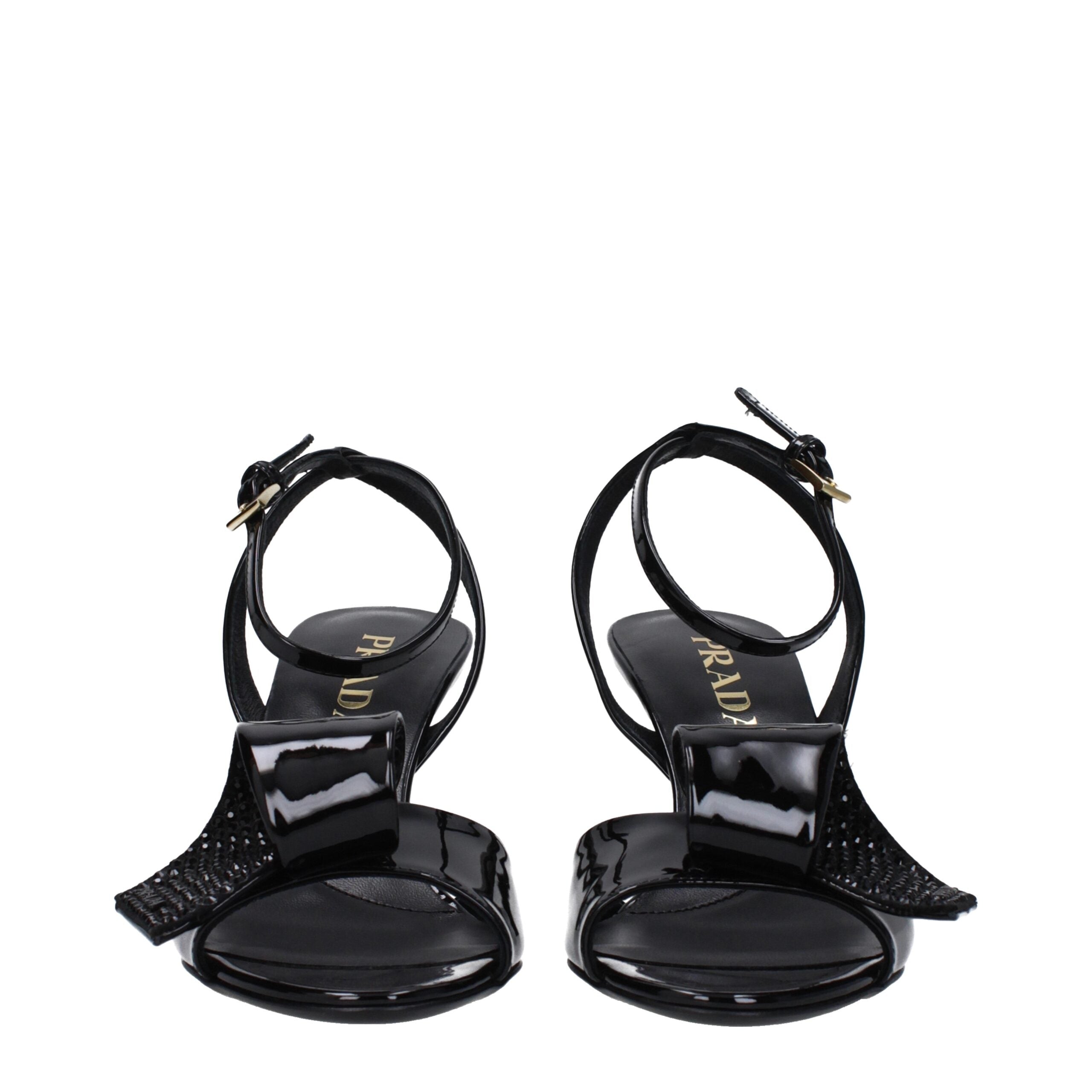 Prada Black Leather Stiletto Heel Sandals