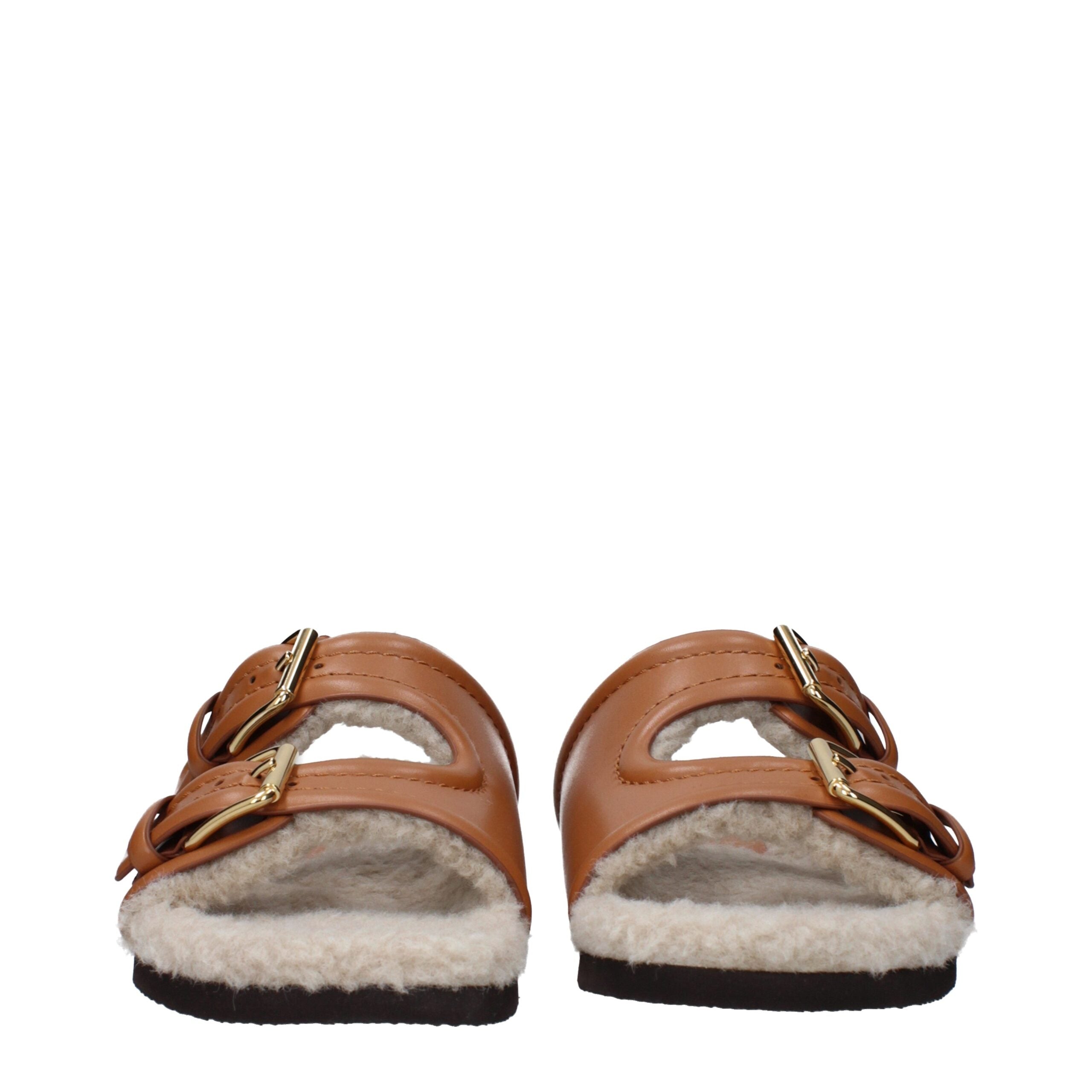 Valentino Garavani Brown Leather Slippers