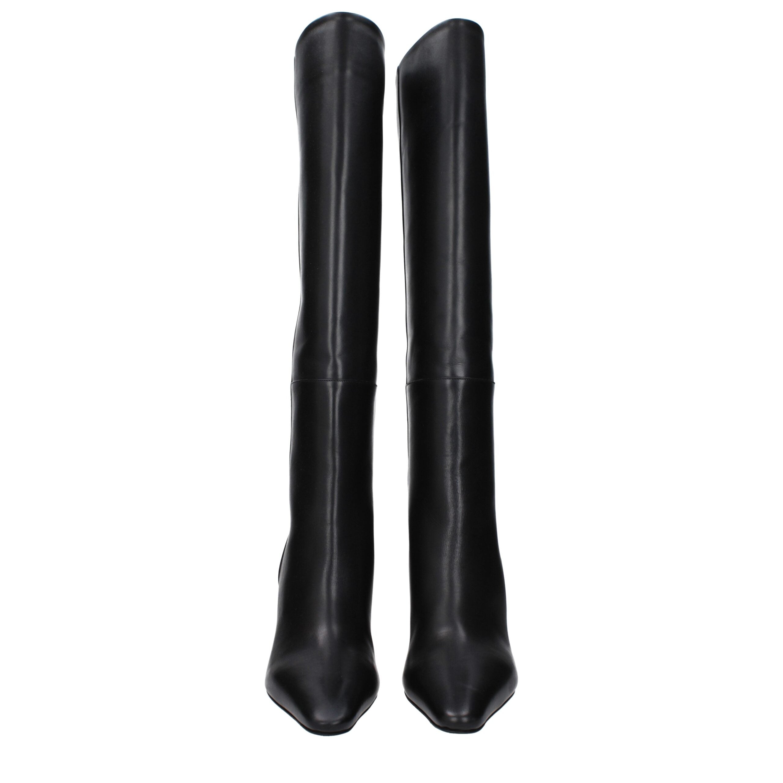 Jacquemus Black Leather High Heel Boots