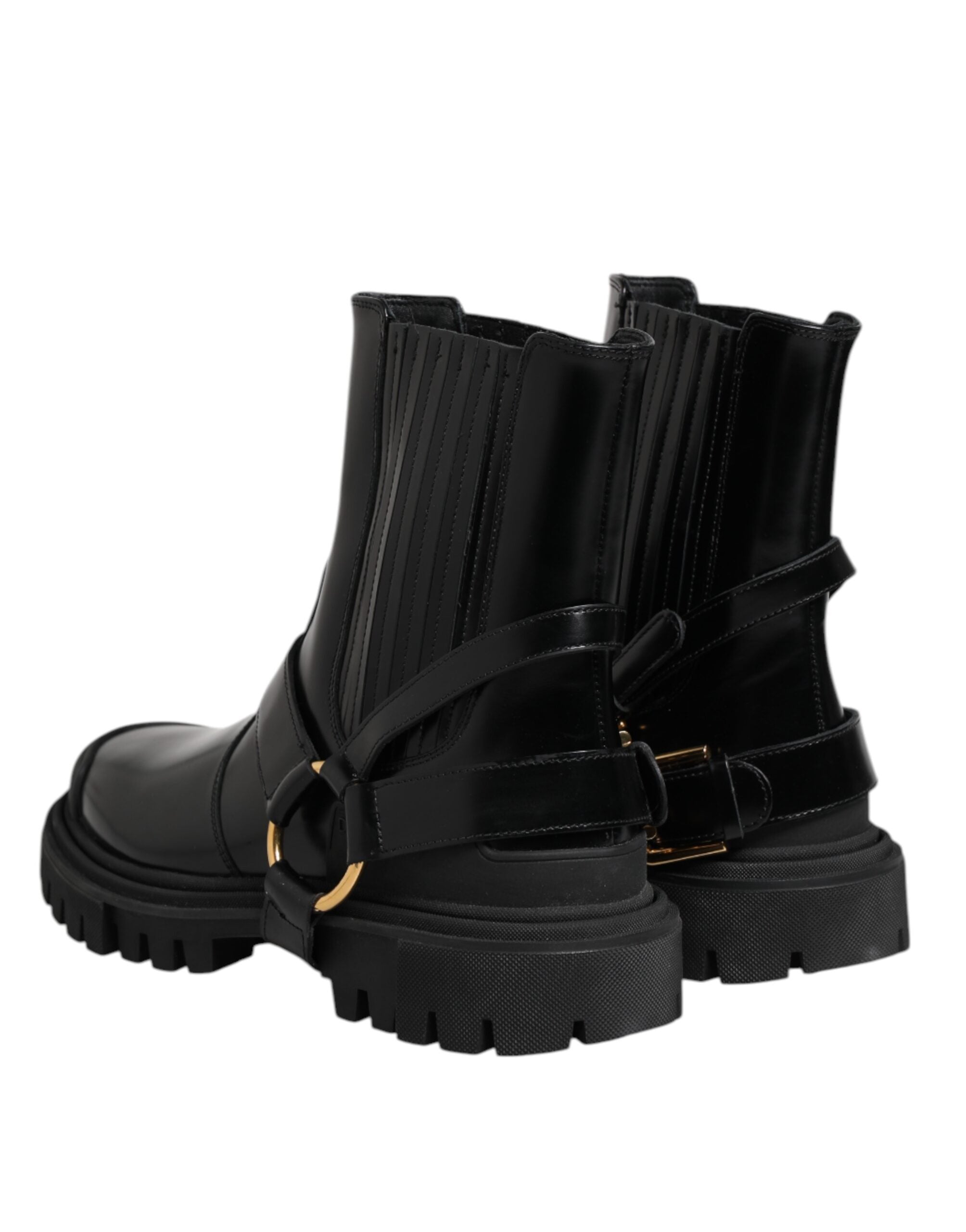 Dolce & Gabbana Black Leather Chelsea Men Short Boots Shoes