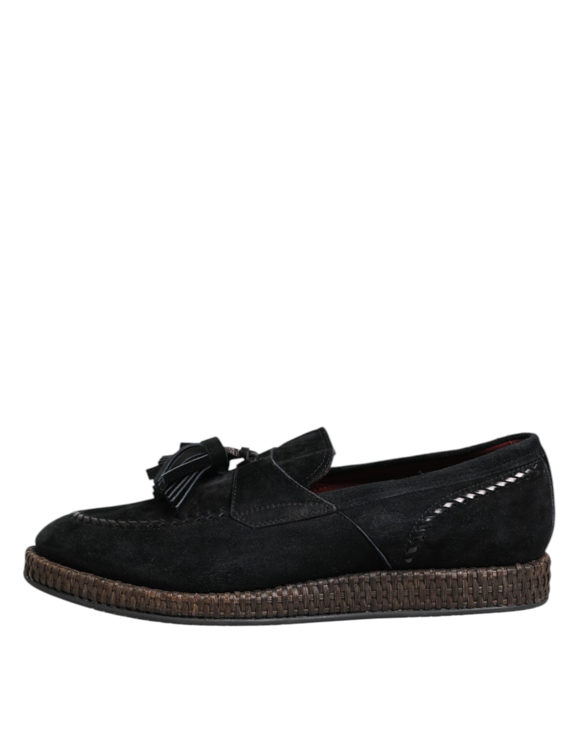 Dolce & Gabbana Black Suede Tassel Embellished Loafers Shoes