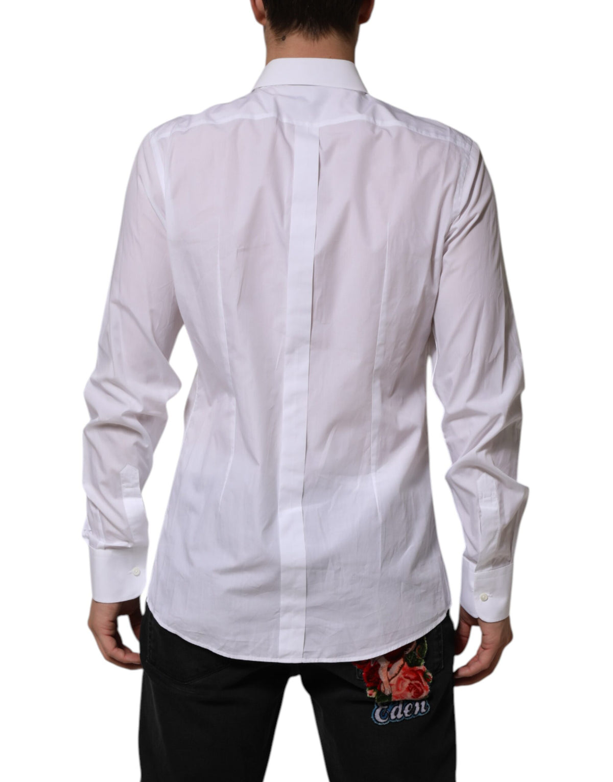 Dolce & Gabbana White Bib Cotton Poplin GOLD Men Formal Shirt