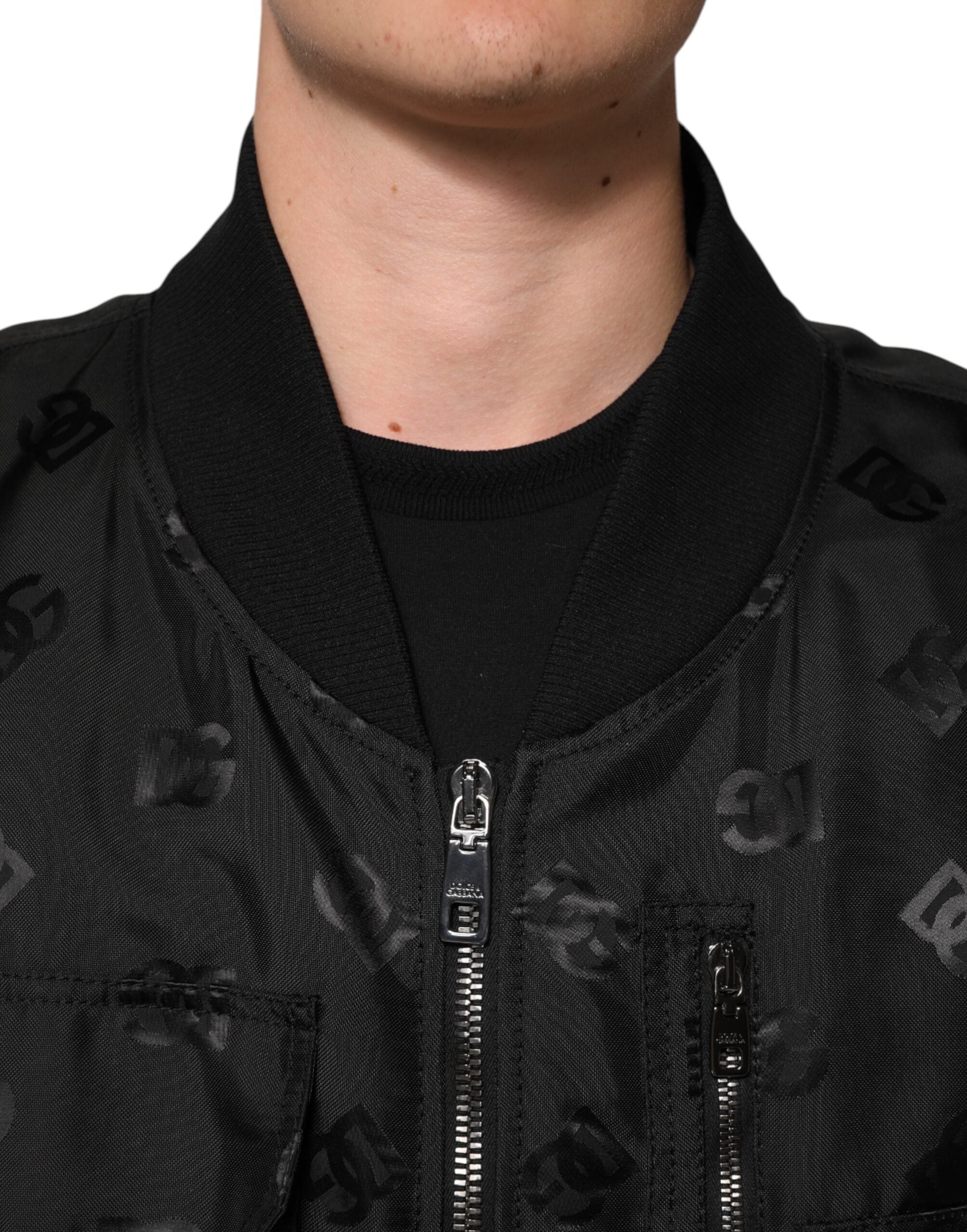 Dolce & Gabbana Black Cargo Windbraker Logo Mania Jacket