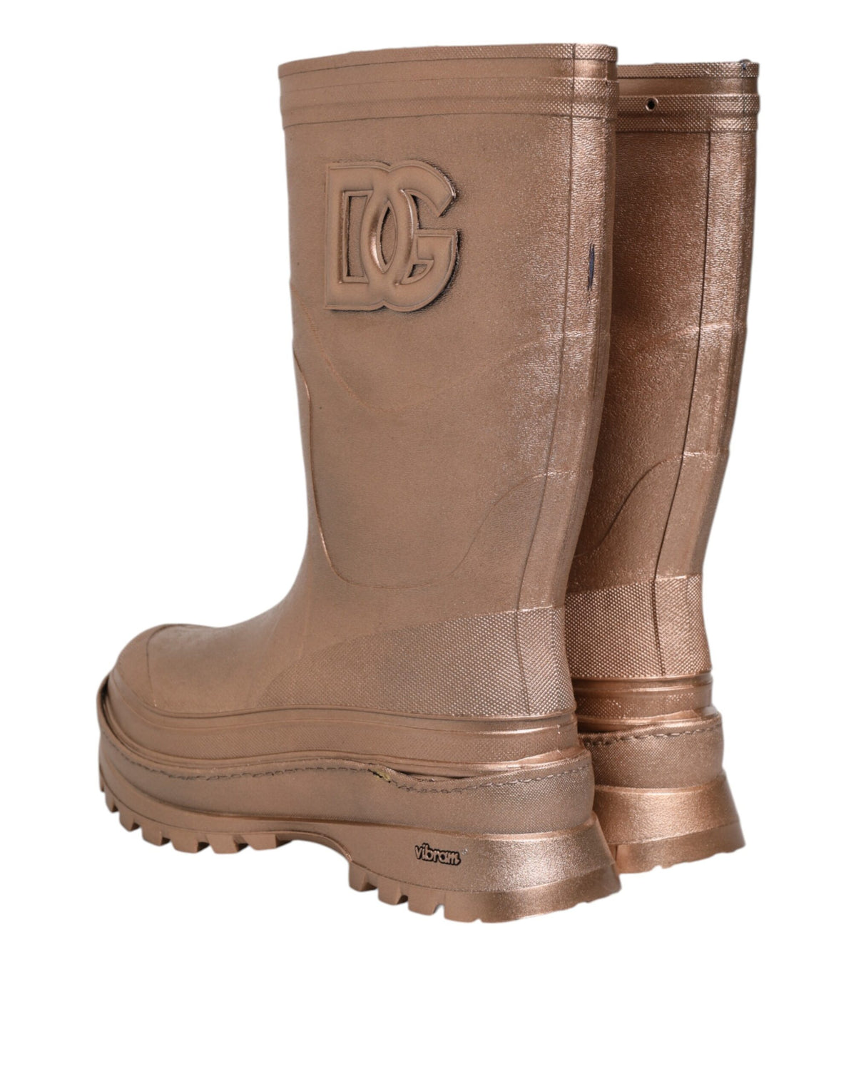Dolce & Gabbana Metallic Gold Pull On Rain Boots Shoes