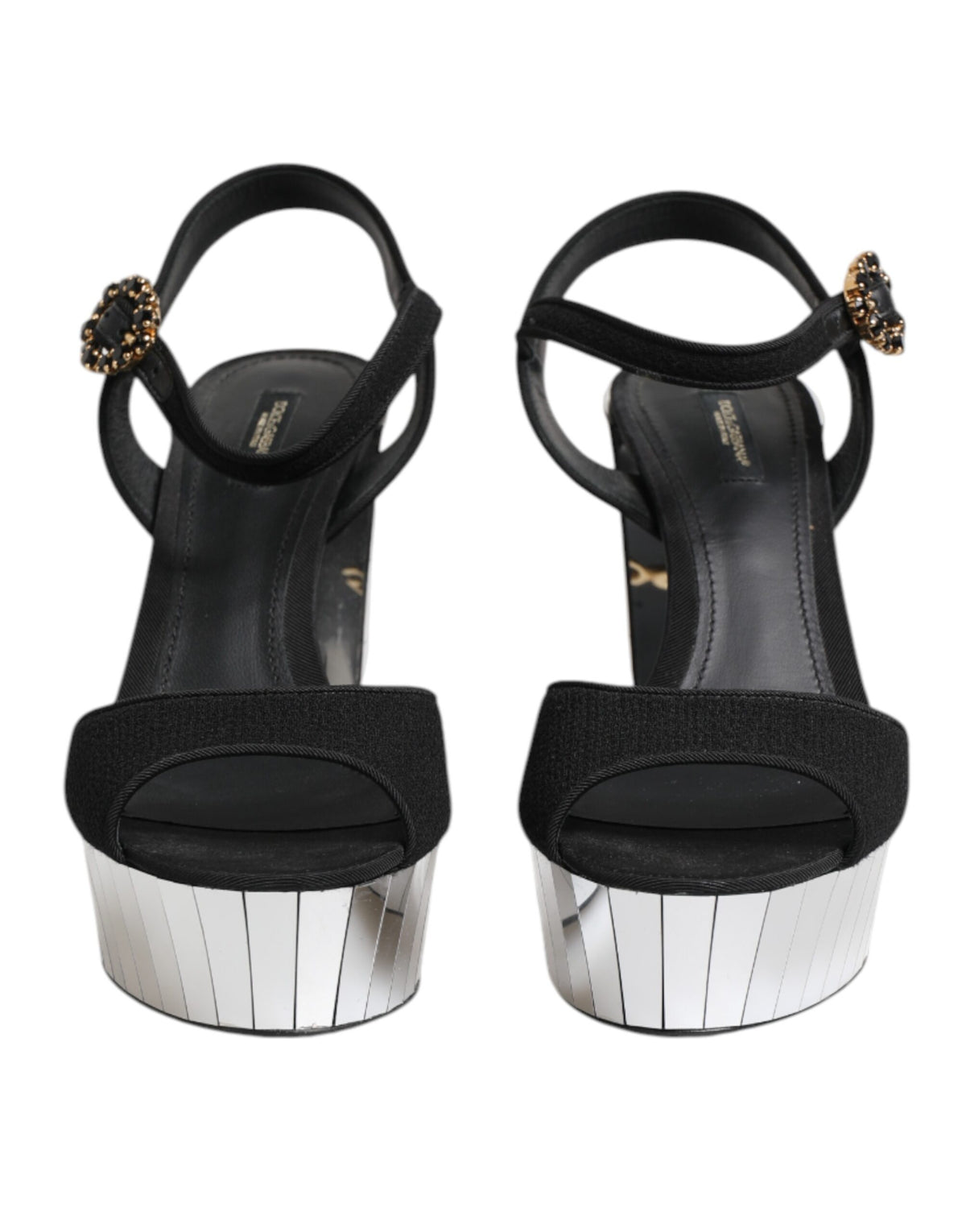 Dolce & Gabbana Black Crystal Ankle Strap Keira Sandal Shoes