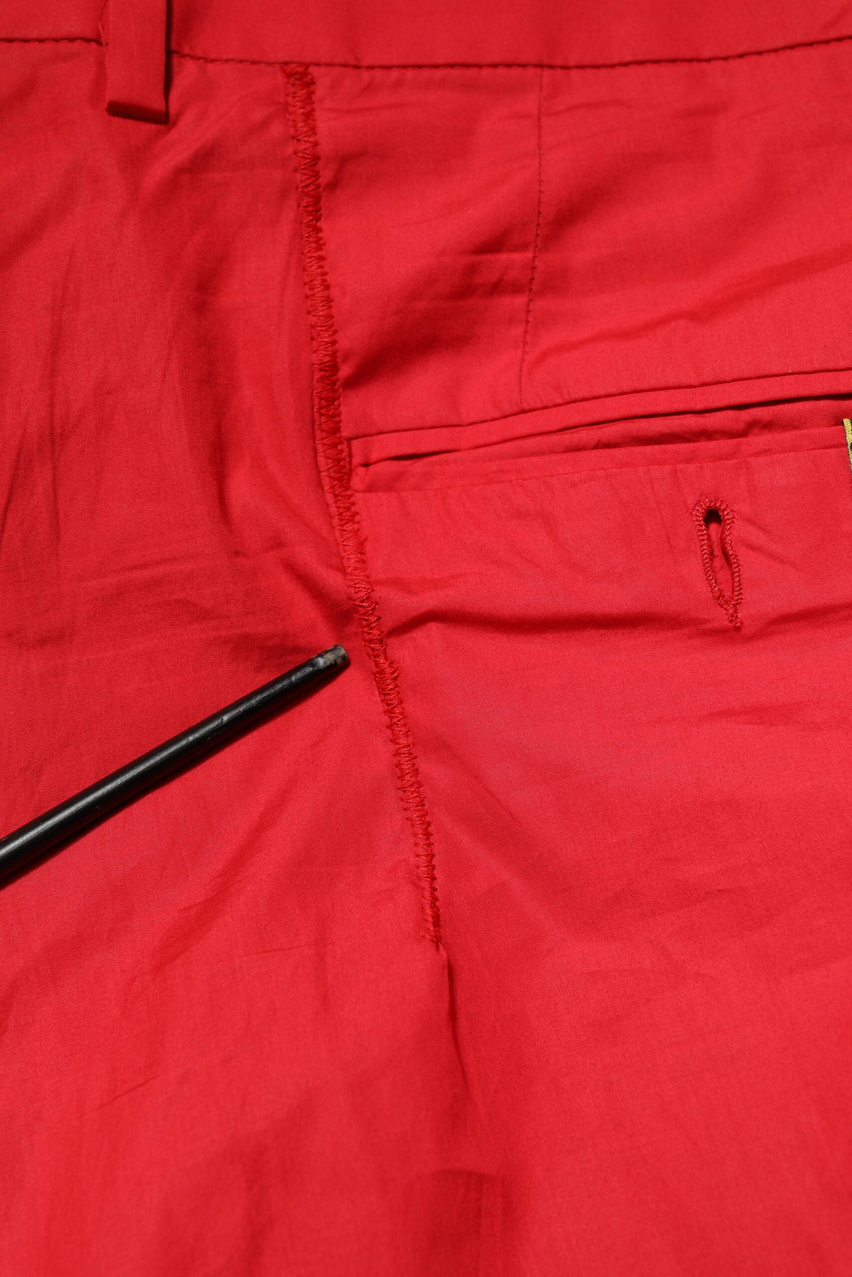 Dolce & Gabbana Red Cotton Pleated Men Formal Trouser Pants