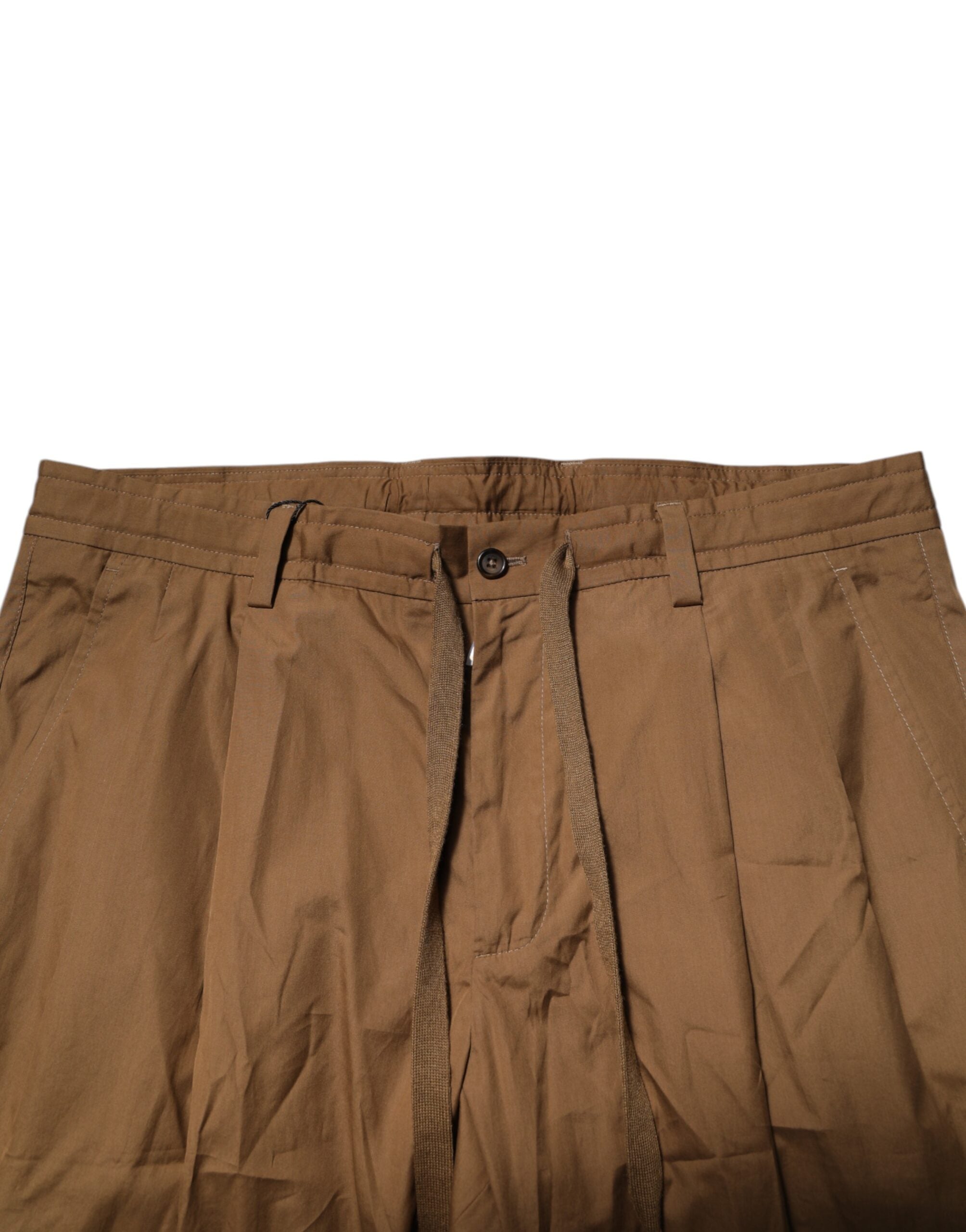 Dolce & Gabbana Brown Cotton Chino Mid Waist Men Jogger Pants
