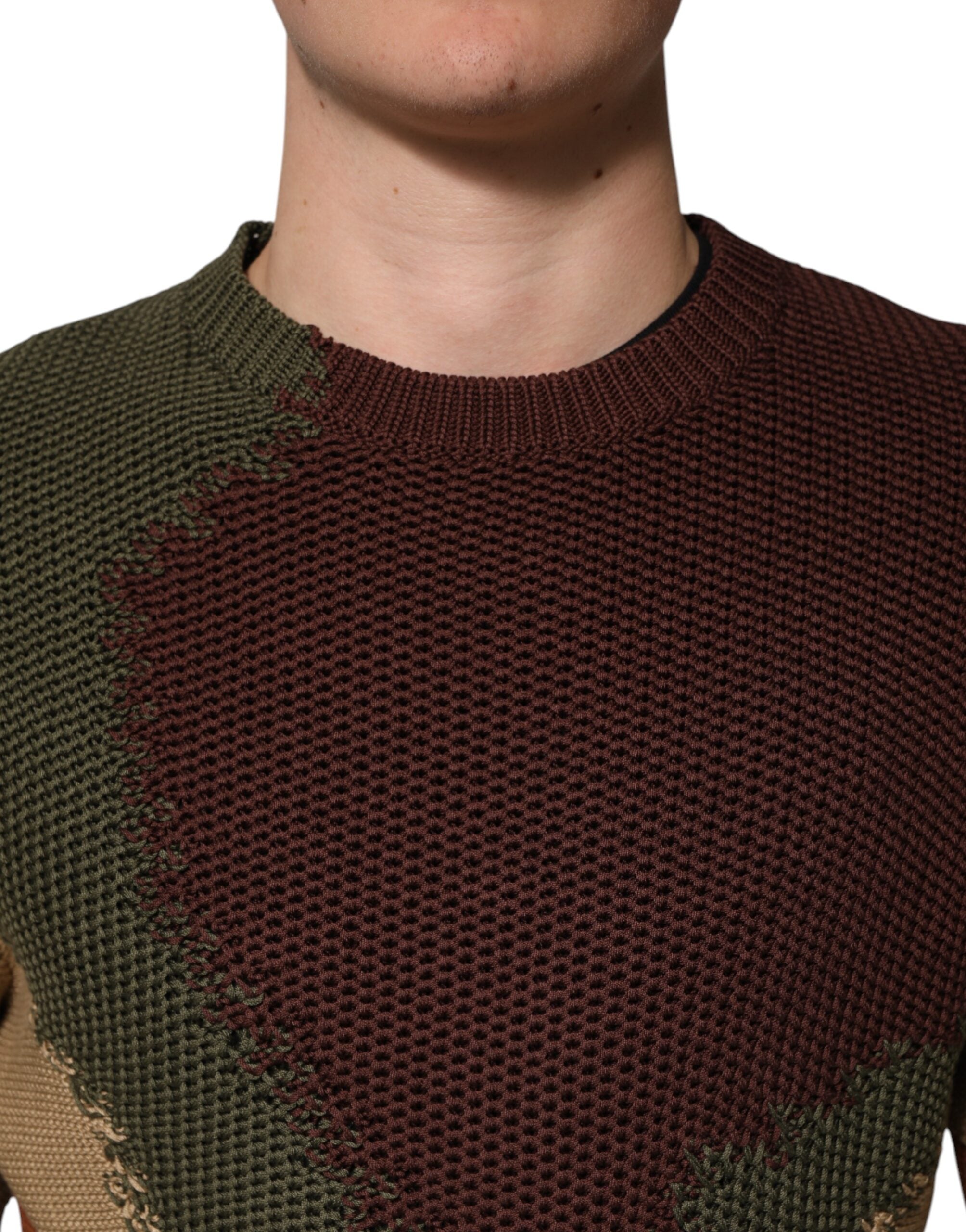 Dolce & Gabbana Multicolor Cotton Abstract Men Pullover Sweater