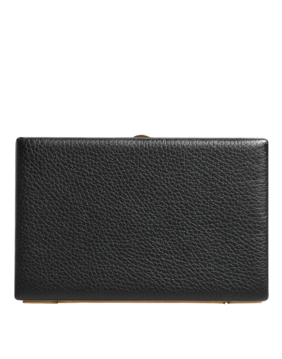 Dolce & Gabbana Black Leather Gold Frame Clutch Evening Party Purse Bag