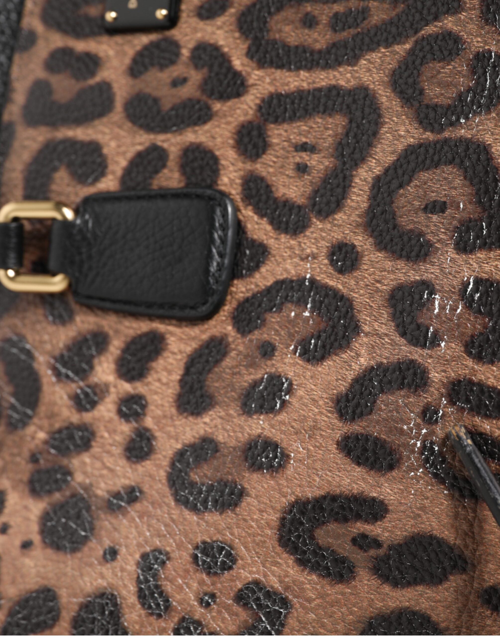 Dolce & Gabbana Brown Leopard GLAM Leather Logo Plaque Tote Bag