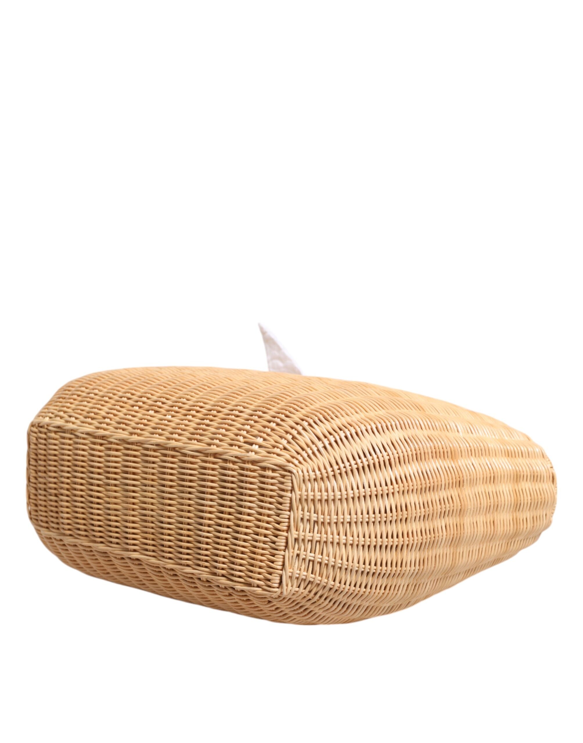Dolce & Gabbana Beige Fiber Vegetable Basket Handbag Tote Bag