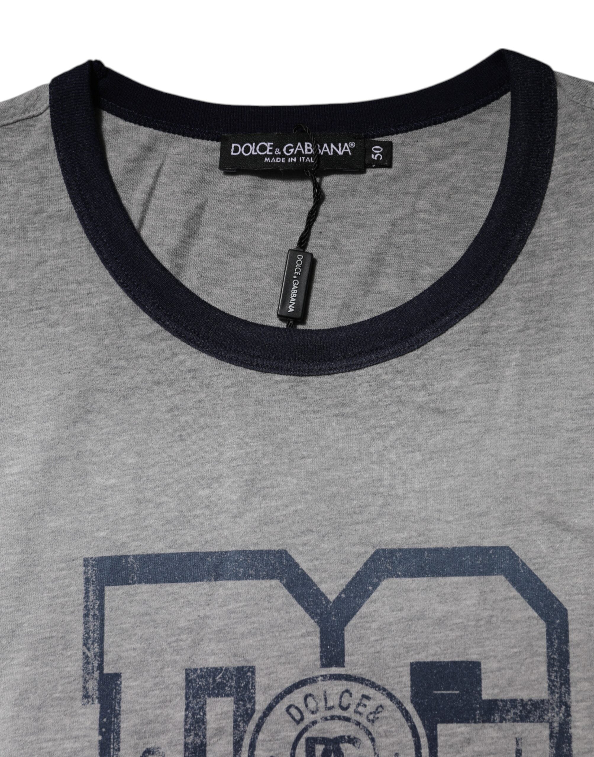 Dolce & Gabbana Gray DG Graphic Print Cotton Crewneck T-shirt