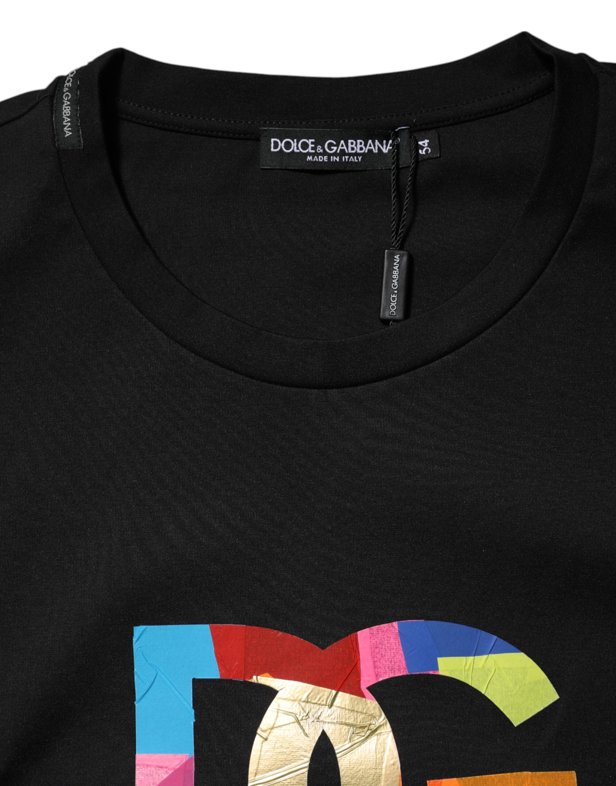 Dolce & Gabbana Black DG Logo Print Cotton Crew Neck T-shirt