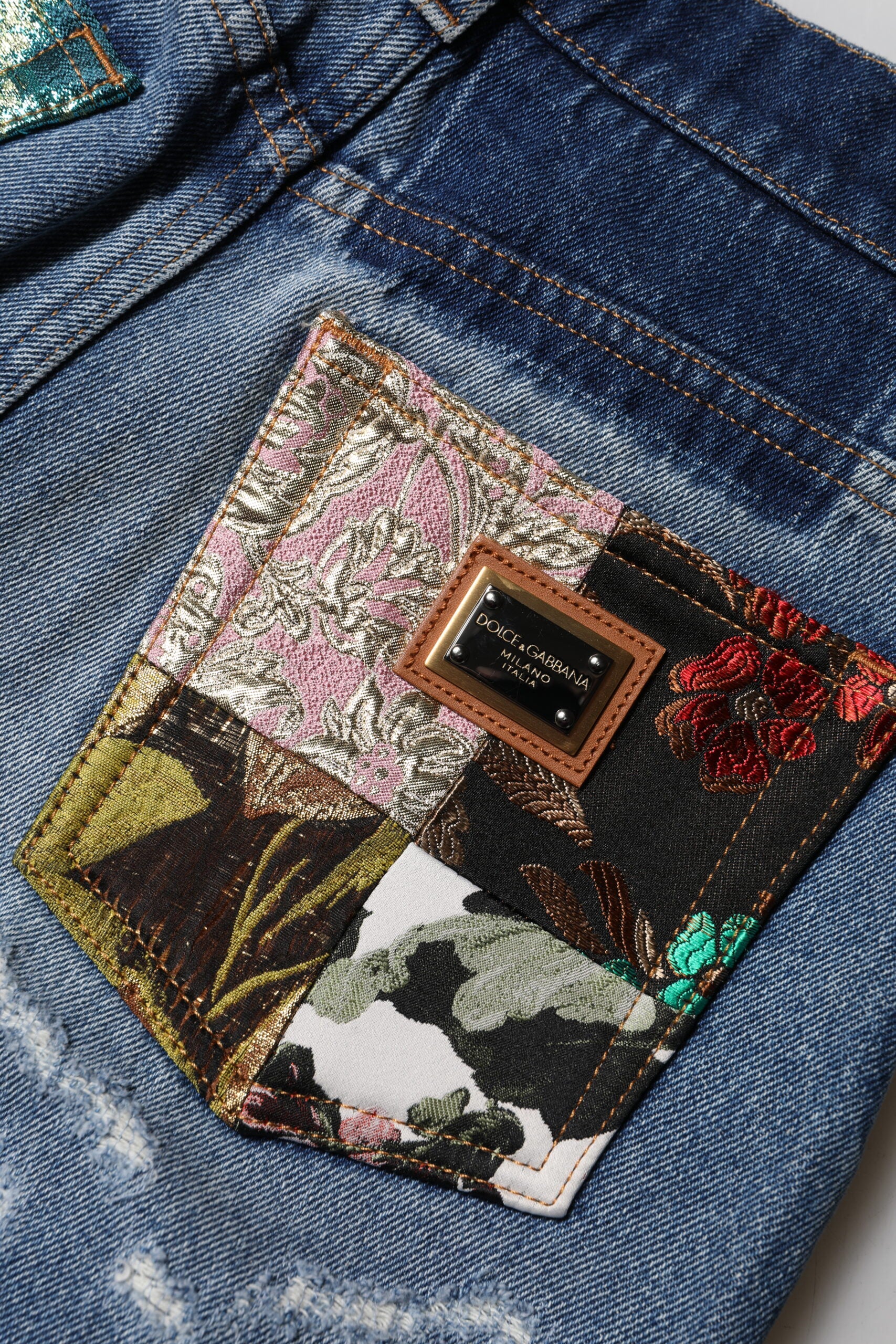 Dolce & Gabbana Blue AMBER Tattered High Waist Denim Jeans