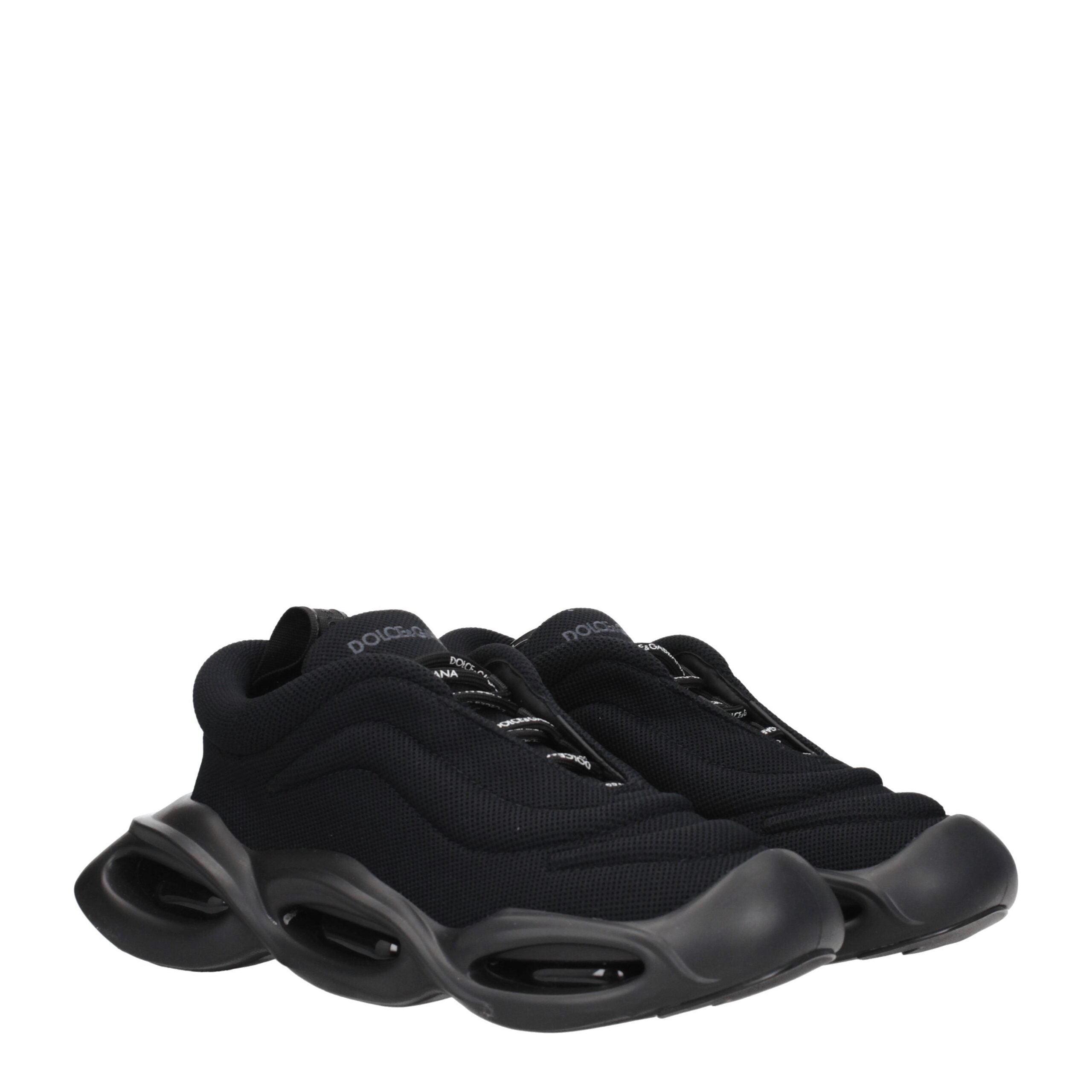 Dolce & Gabbana Black Fabric Chunky Sneakers