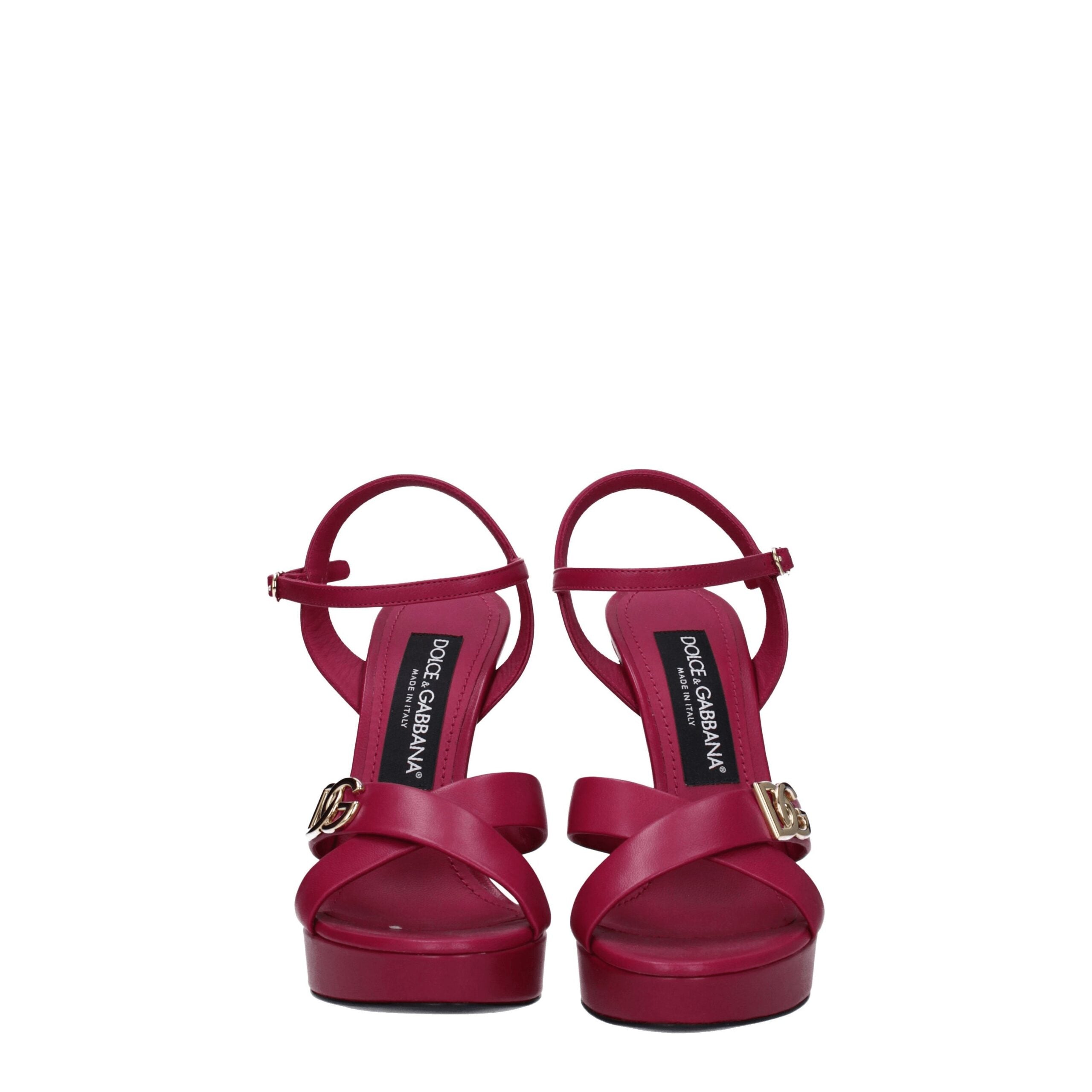Dolce & Gabbana Pink Leather Platform Sandals