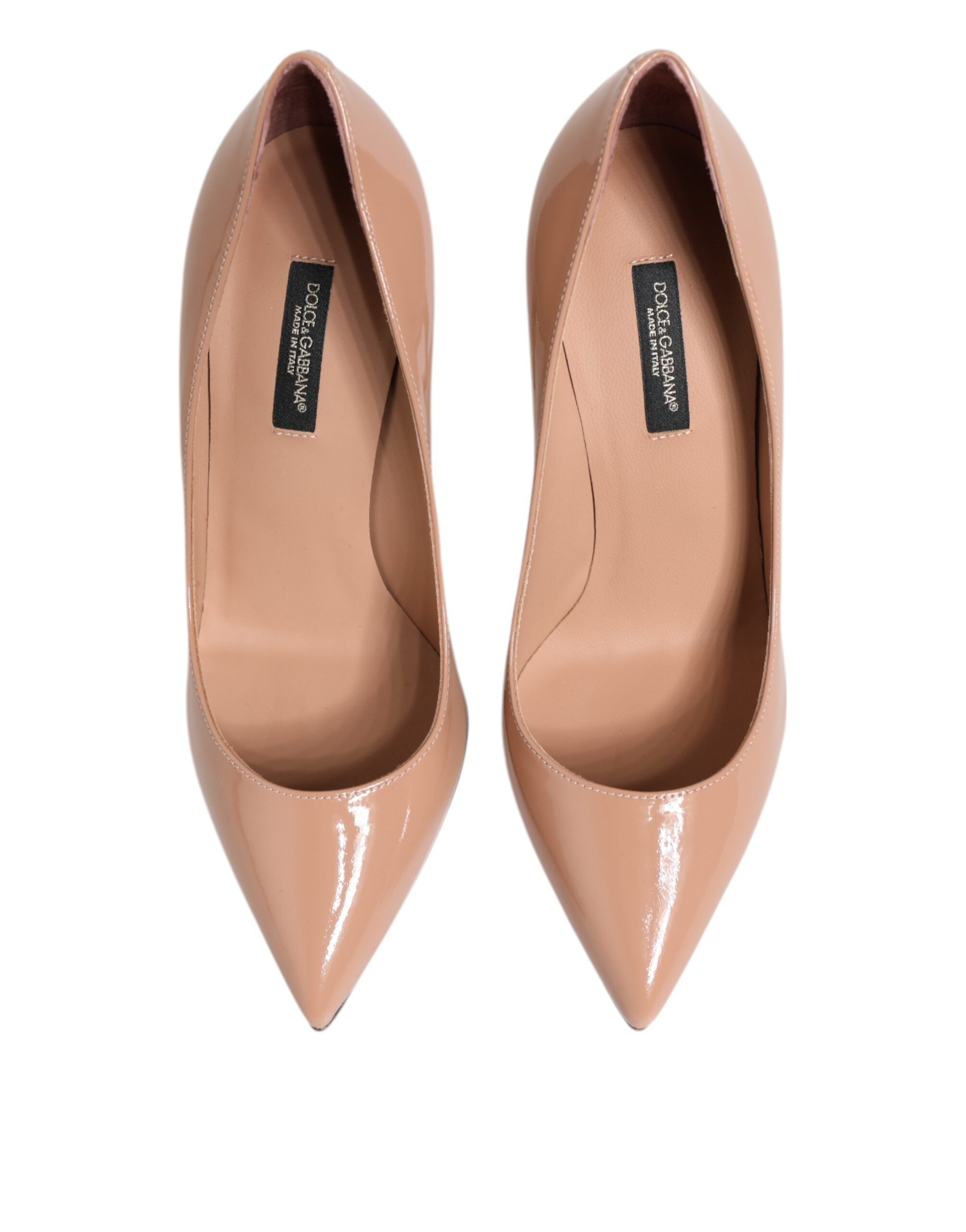 Dolce & Gabbana Beige Patent Leather Stiletto Heel Pump Shoes