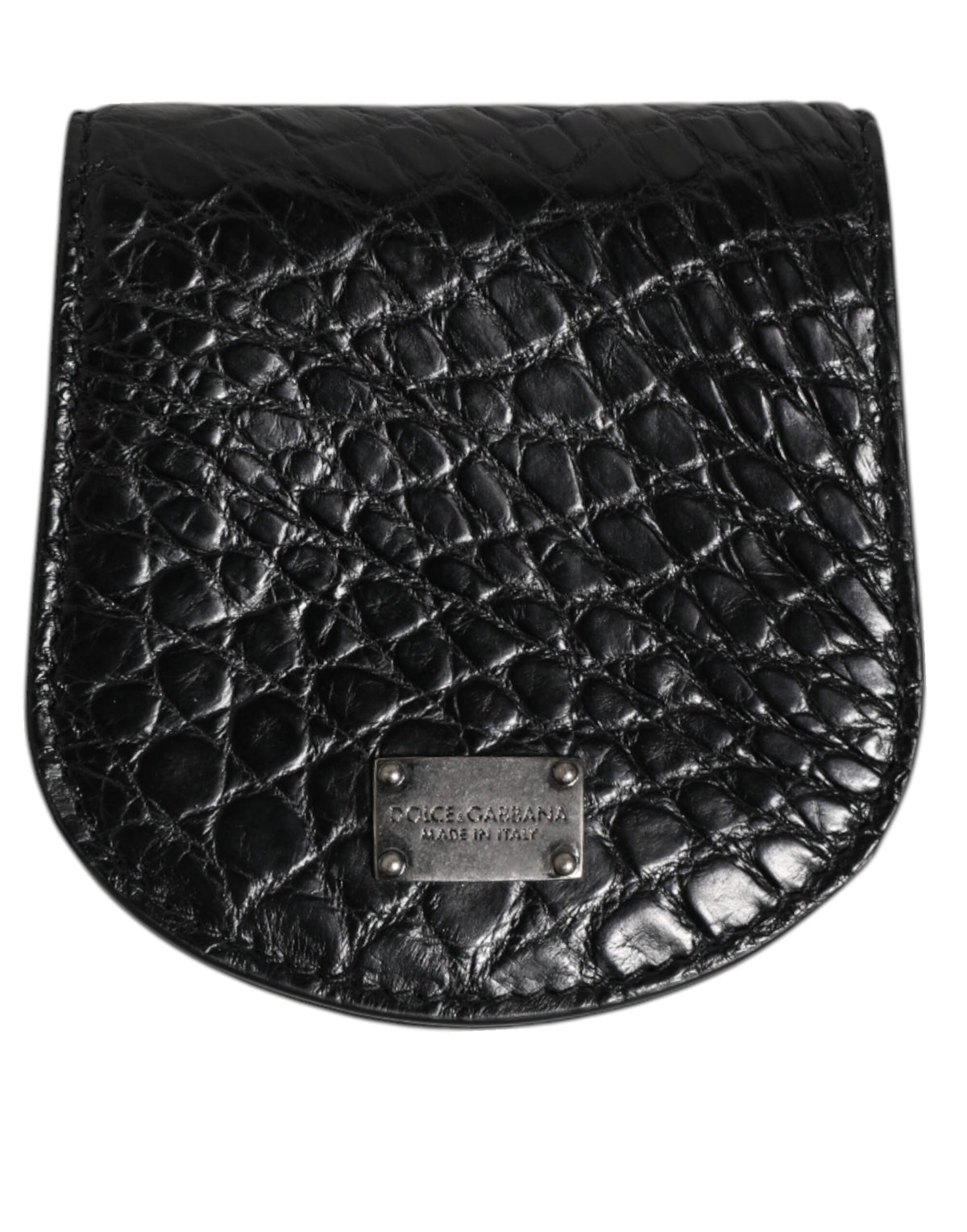 Dolce & Gabbana Black Exotic Skin Coin Condom Case Holder Pocket Wallet