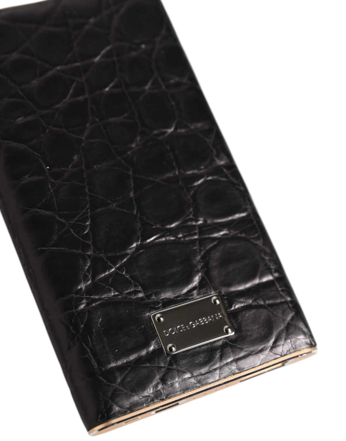 Dolce & Gabbana Black Leather Exotic Skin 3000mAh Power Bank Charger USB