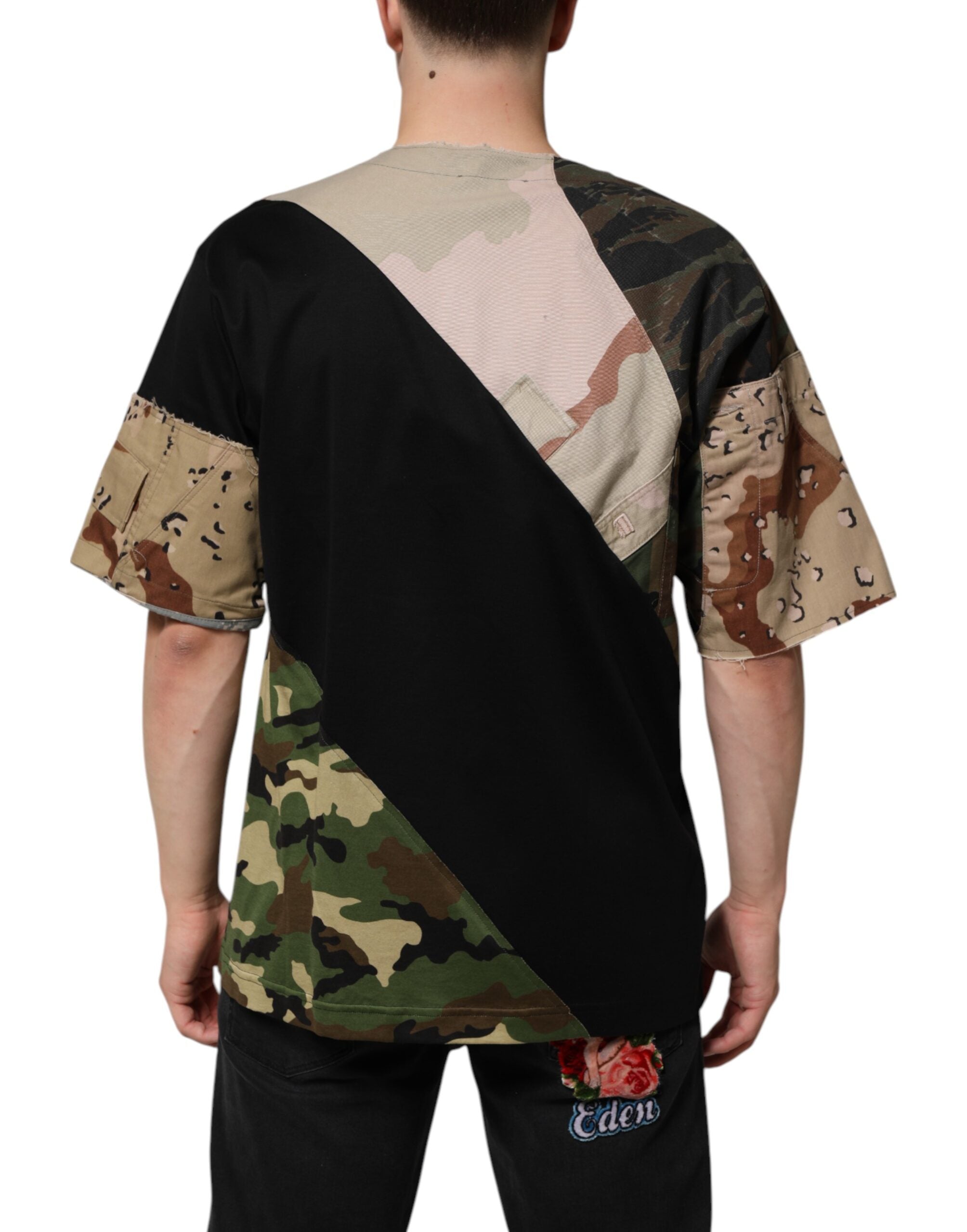 Dolce & Gabbana Multicolor Patchwork Cotton CrewNeck T-shirt