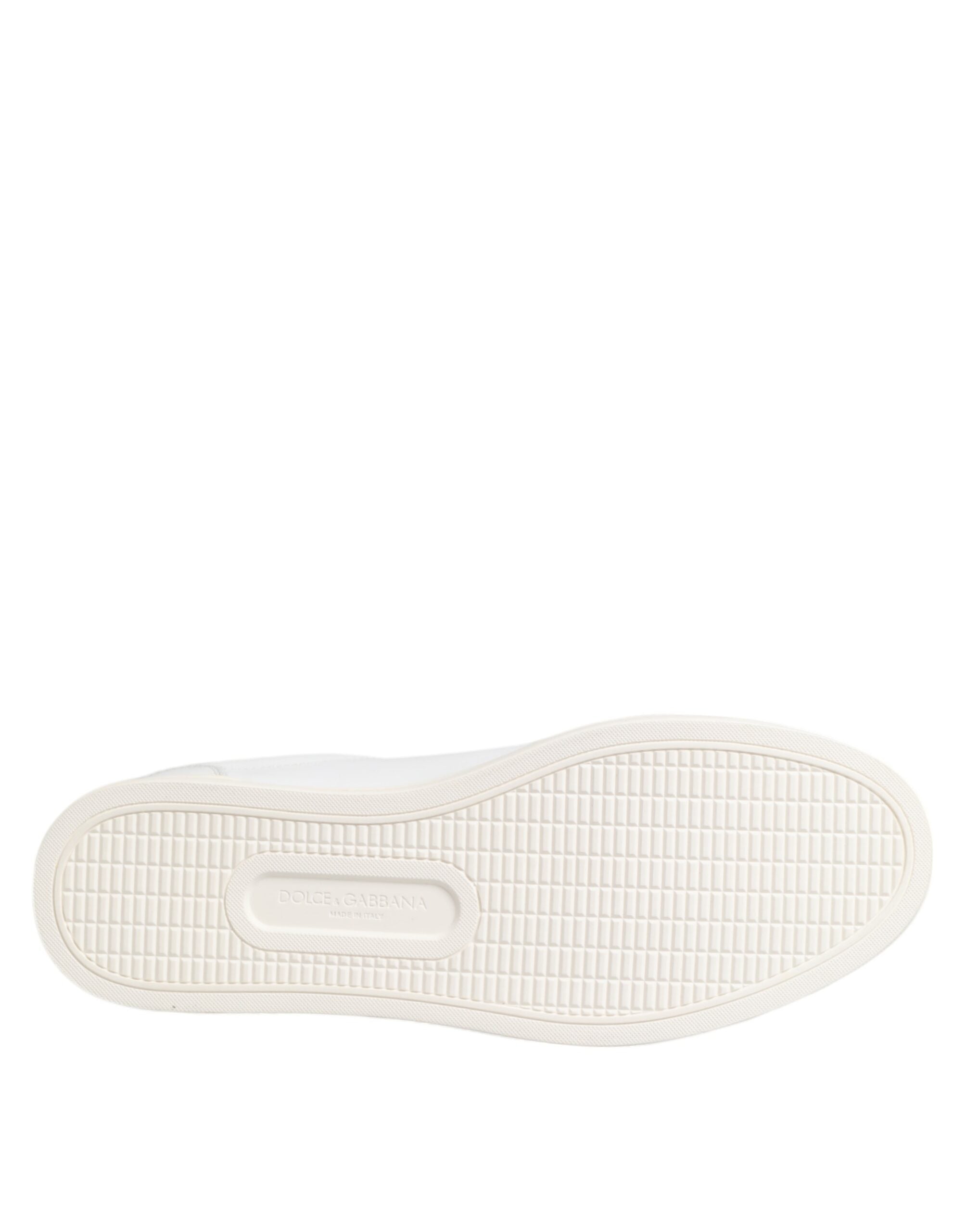 Dolce & Gabbana White Crown Bee Leather Low Top Sneakers Shoes