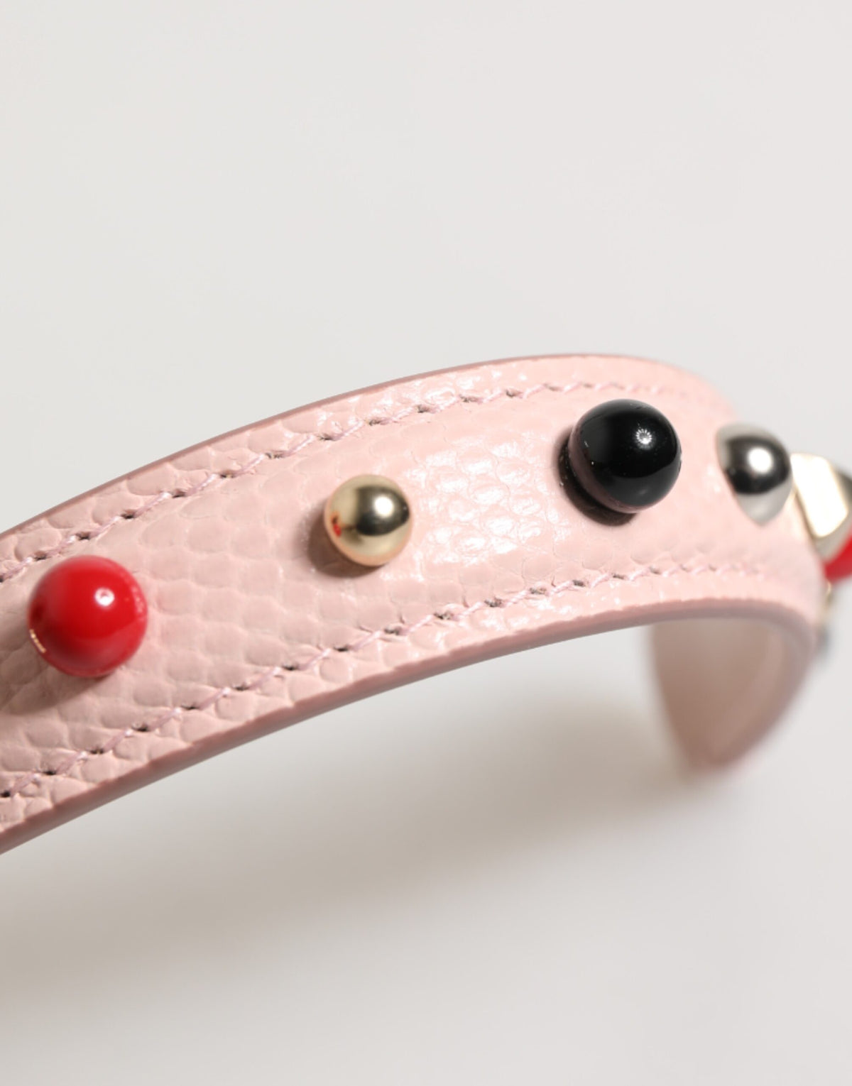 Dolce & Gabbana Light Pink Embellished Leather Bag Handle Shoulder Strap