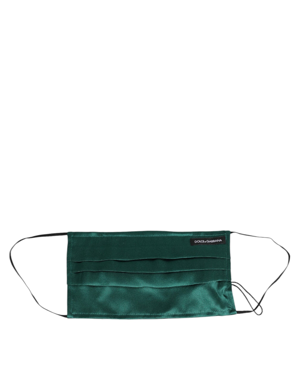 Dolce & Gabbana Green Silk Pleated Elastic Ear Strap Face Mask