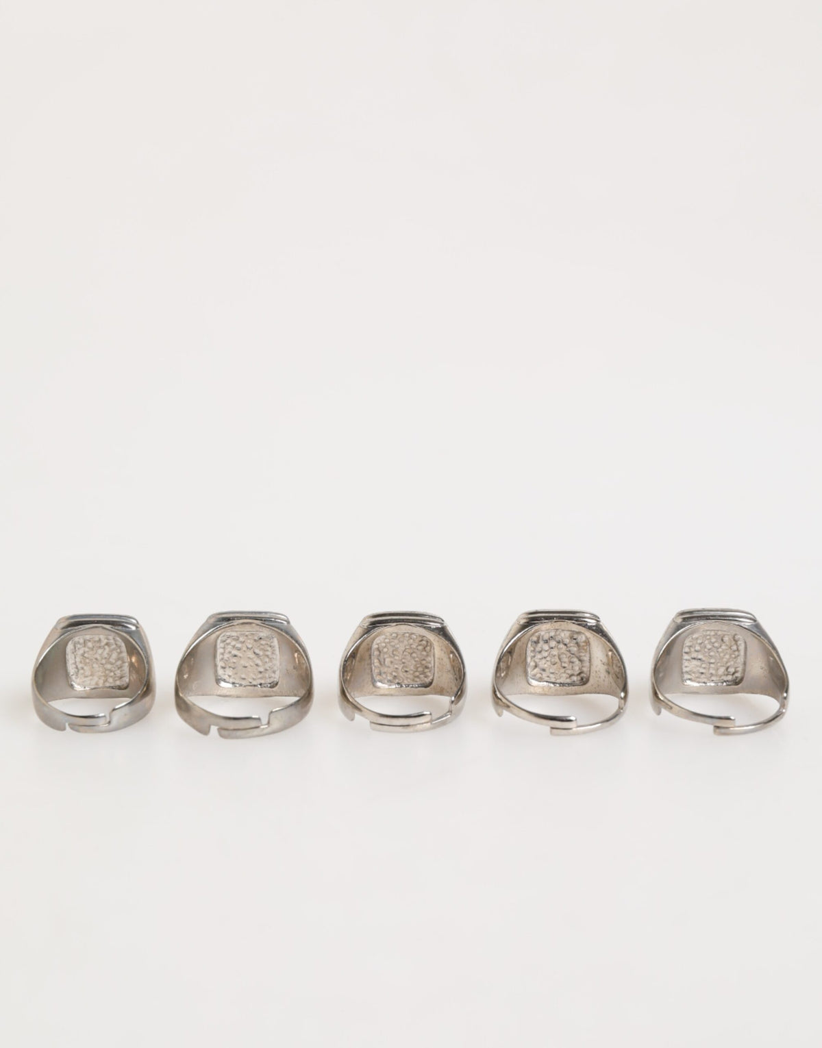 Dolce & Gabbana Silver Tone Brass Lettering Set 5 Pieces Adjustable Ring