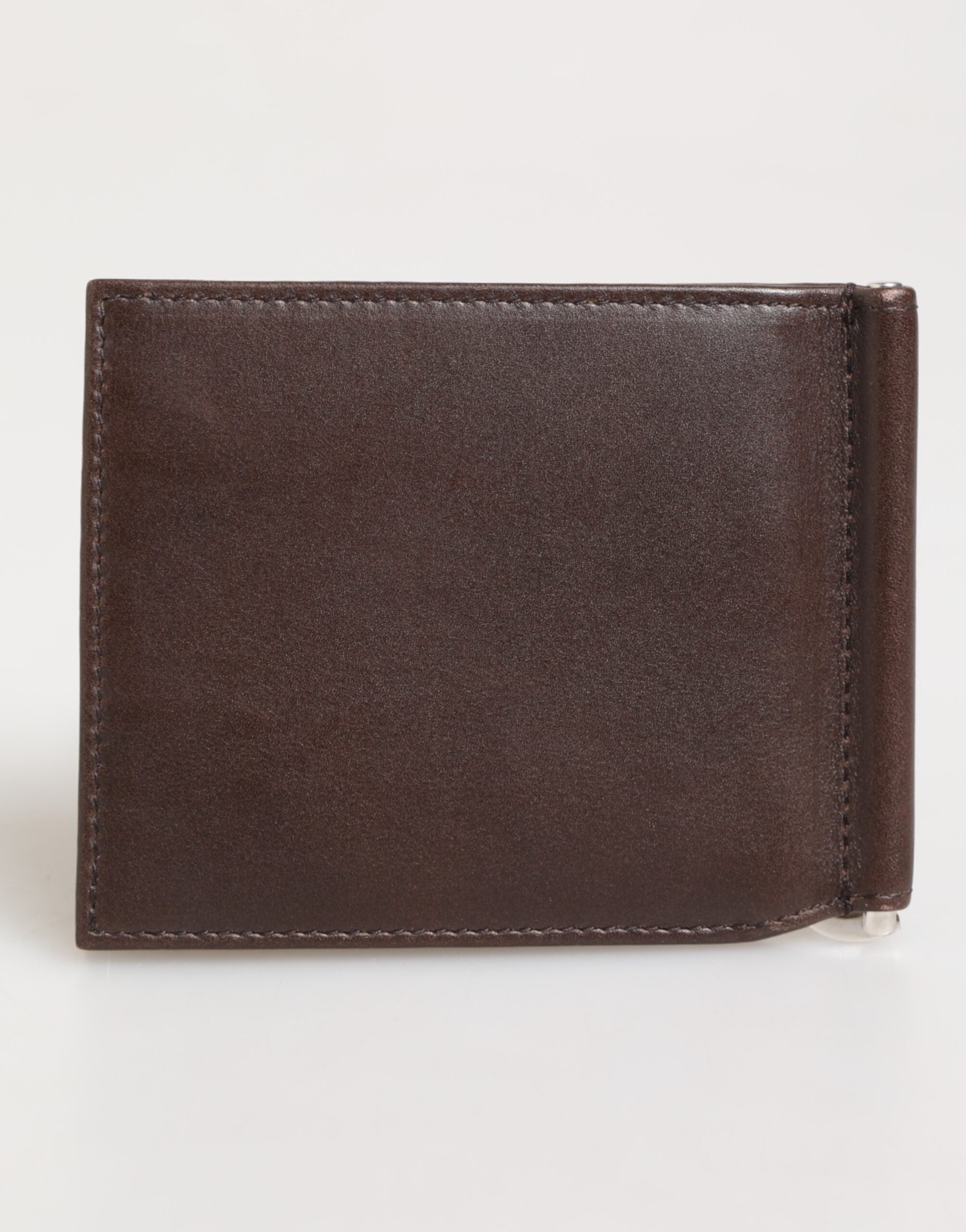 Dolce & Gabbana Brown Leather DG Logo Engrave Bifold Card Holder Wallet