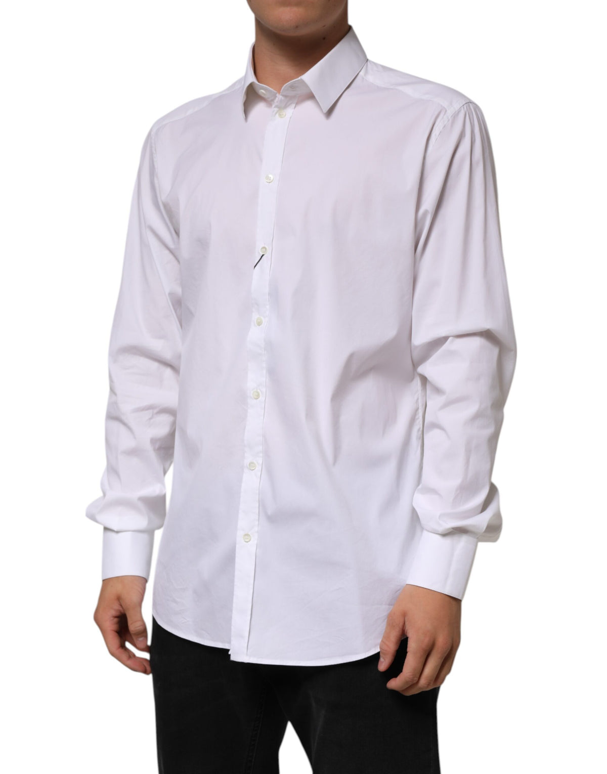Dolce & Gabbana White Cotton GOLD Long Sleeves Formal Shirt