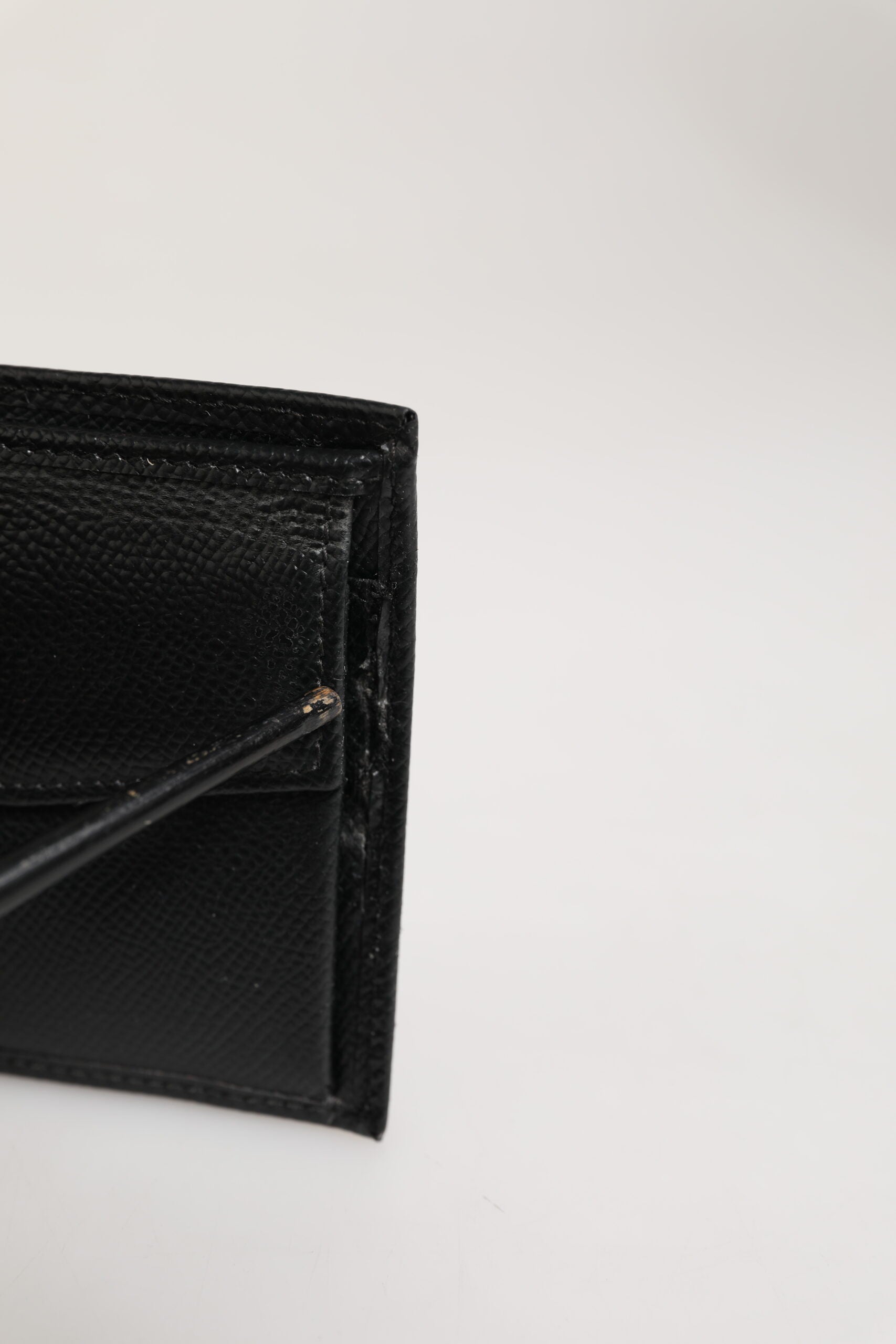Dolce & Gabbana Black Leather Plaque Logo Bifold Men Card Holder Wallet