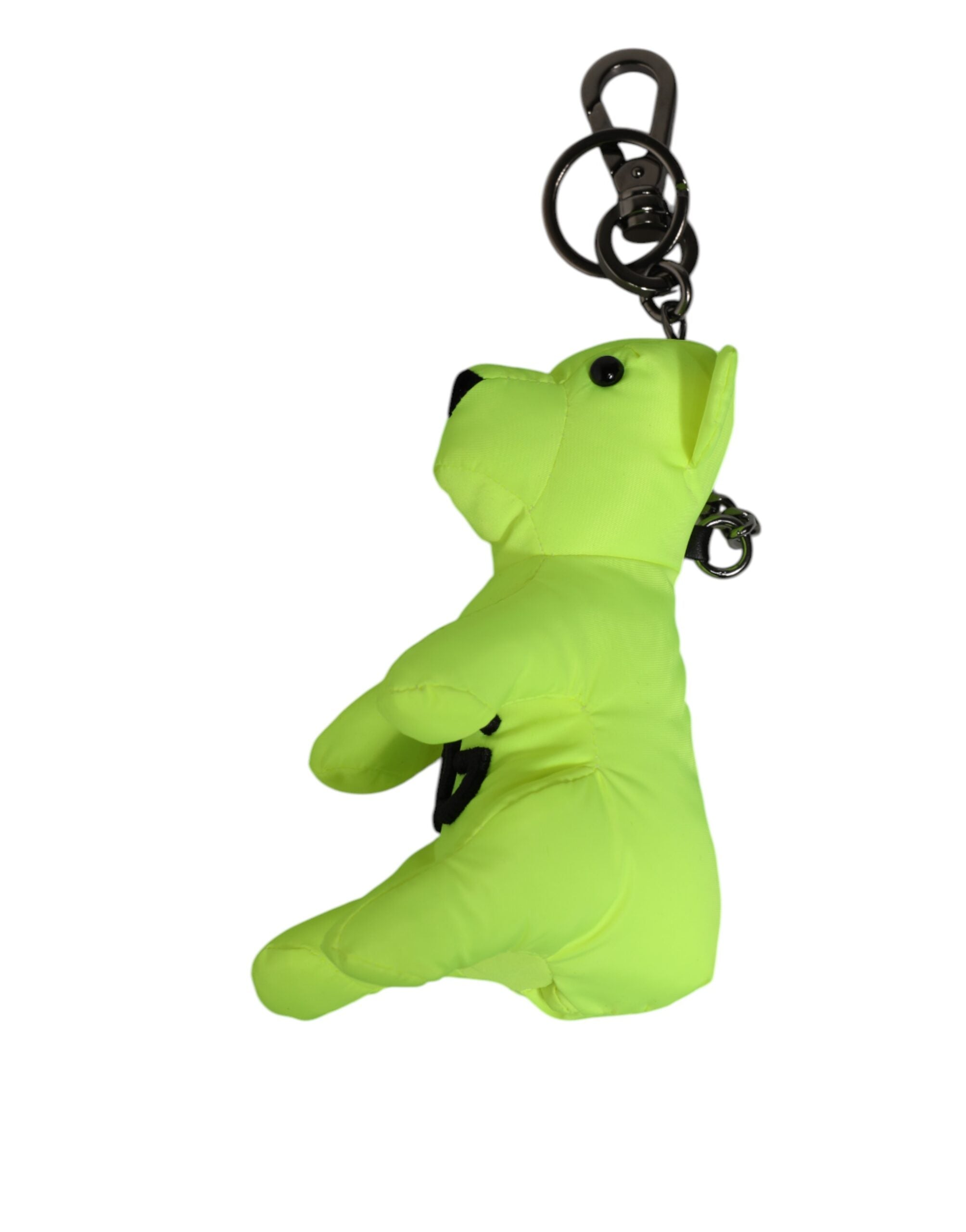 Dolce & Gabbana Neon Green Bear Embroidered Logo Men Keychain Clasp Keyring