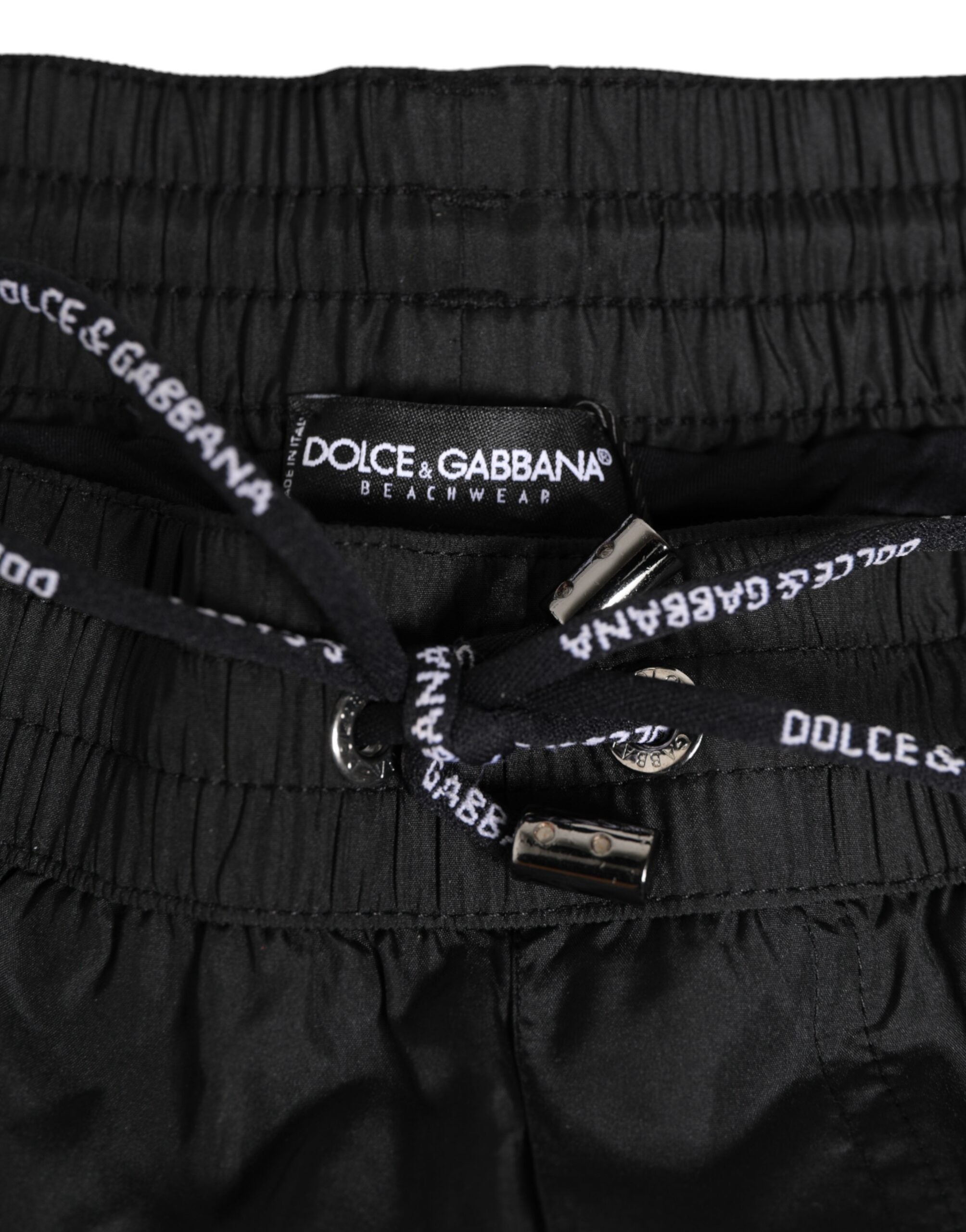 Dolce & Gabbana Black Nylon KING Sideband Men Boxer Shorts Swimwear