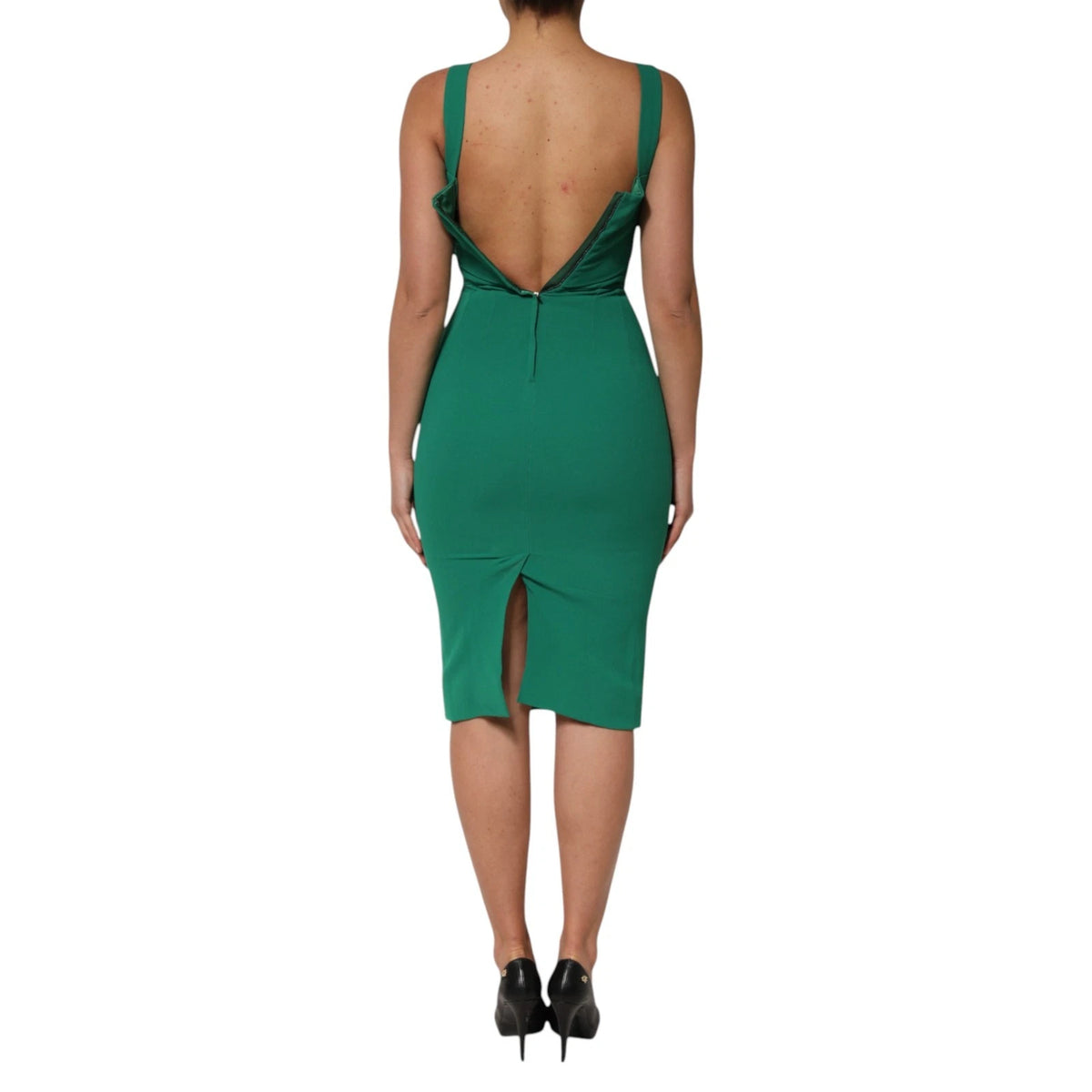 Dolce & Gabbana Dark Green Sleeveless Rayon Bodycon Dress