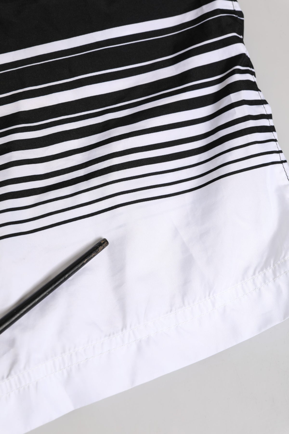 Dolce & Gabbana Black White Striped DG Logo Men Short Swimwear