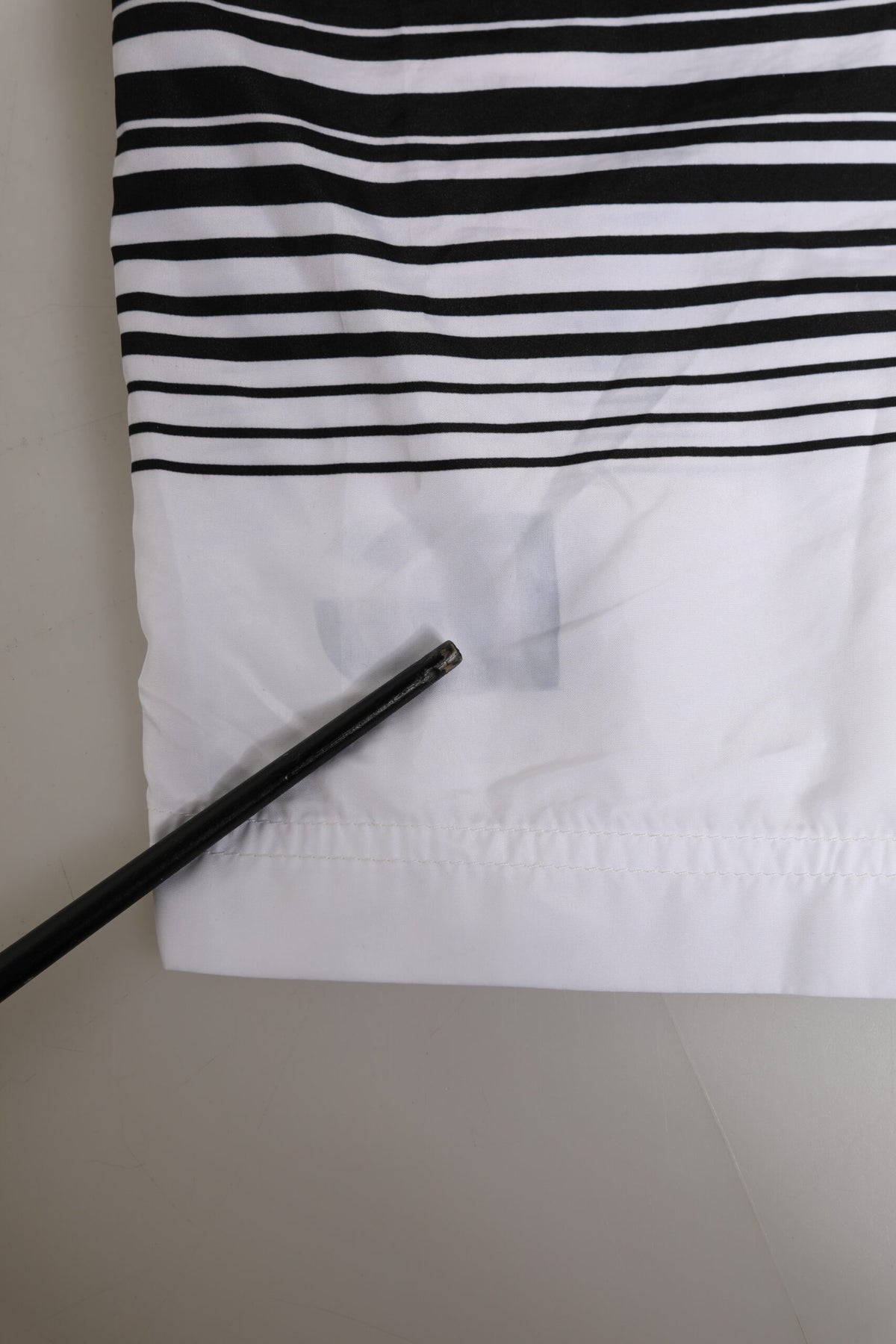 Dolce & Gabbana Black White Striped DG Logo Men Short Swimwear