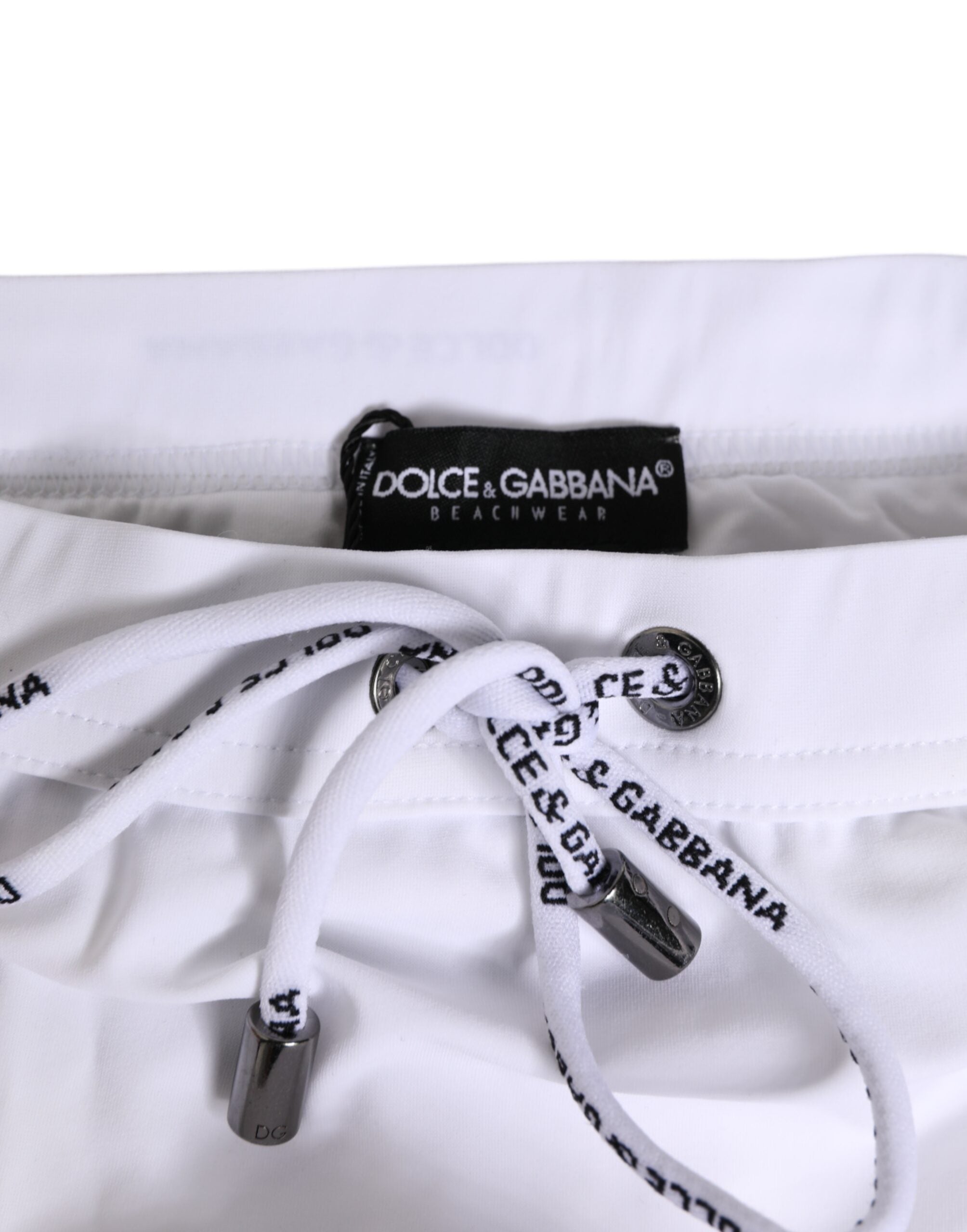 Dolce & Gabbana White Drawstring Men Beachwear Brief Swimwear