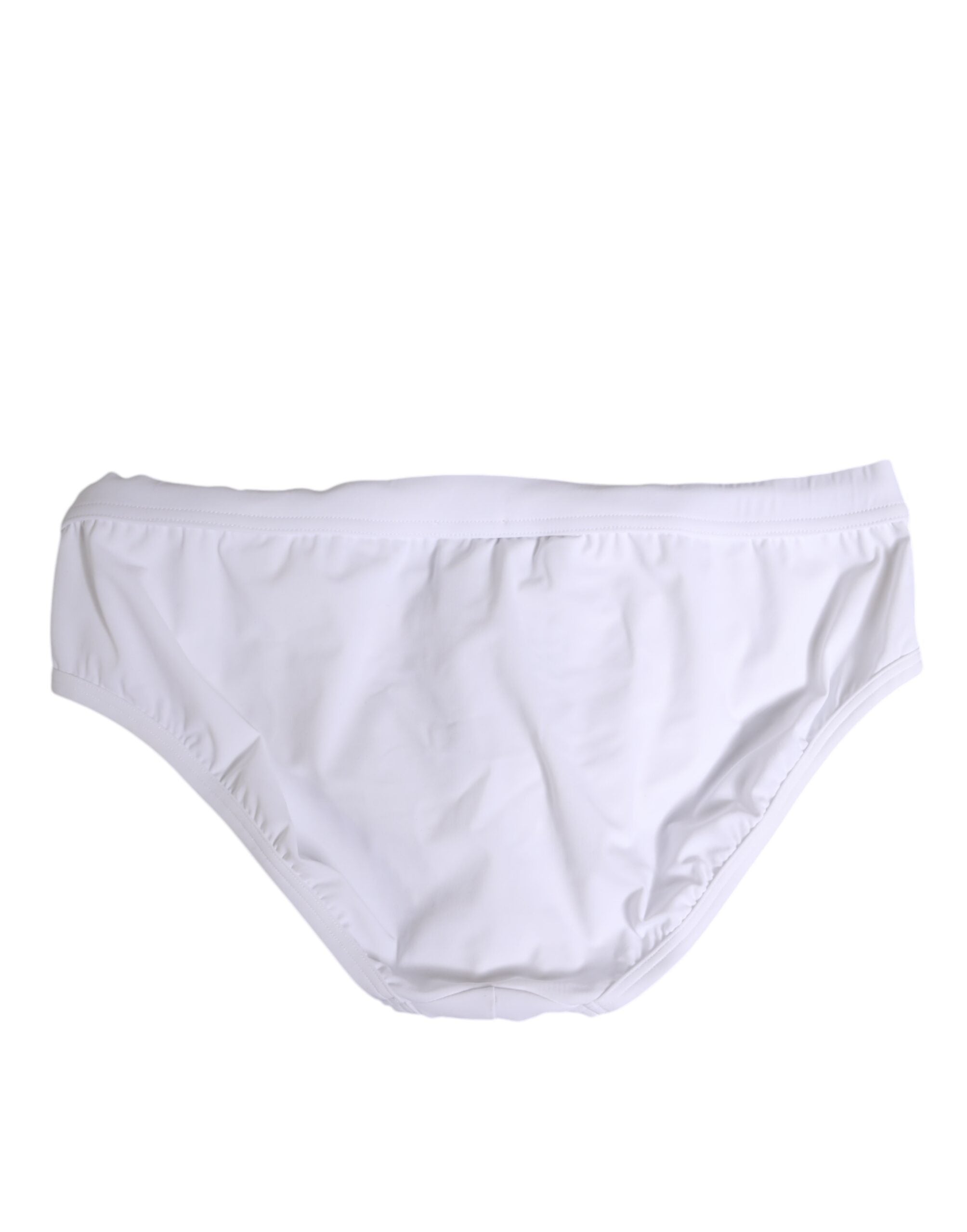 Dolce & Gabbana White Drawstring Men Beachwear Brief Swimwear