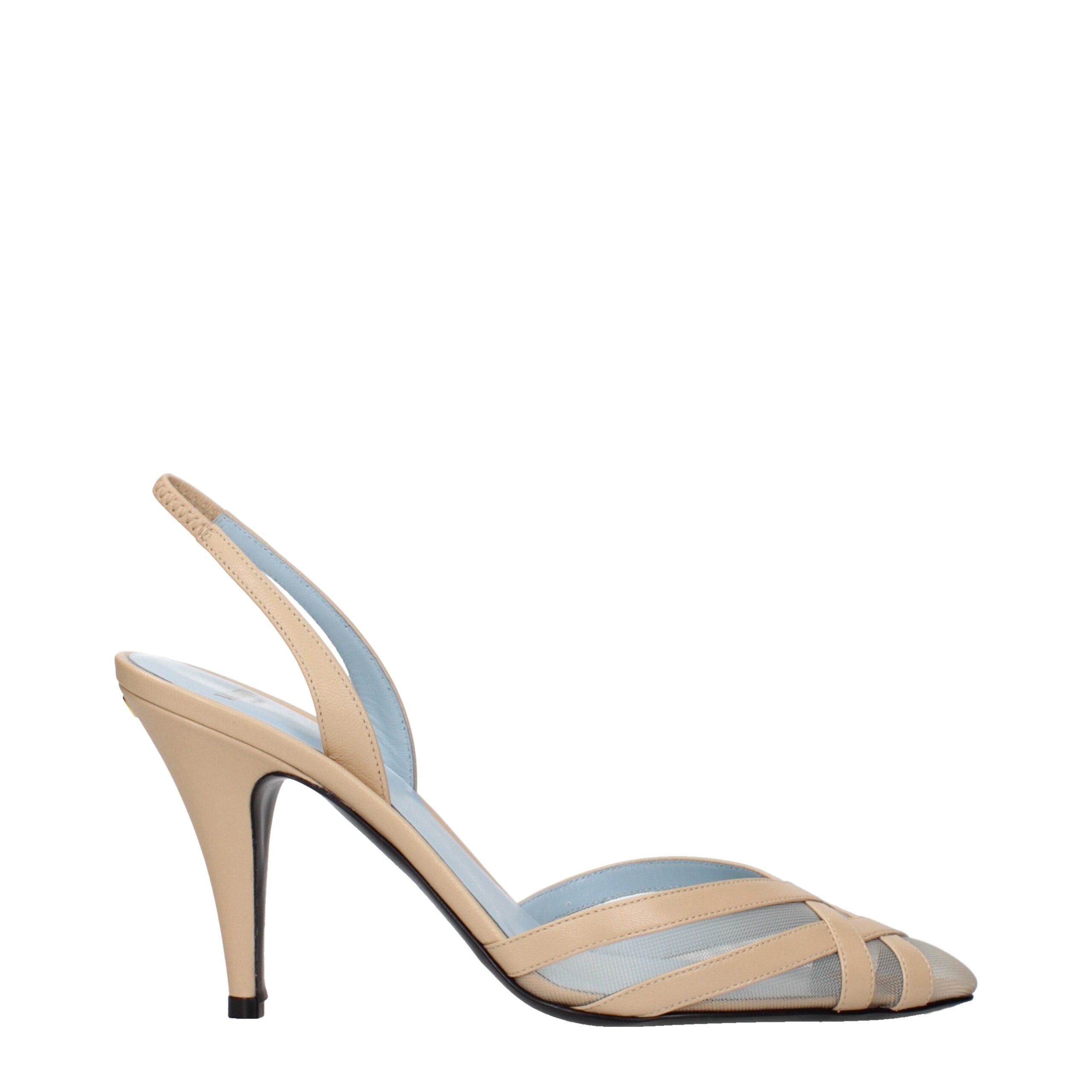Valentino Garavani Beige Leather Stiletto Heel Sandals